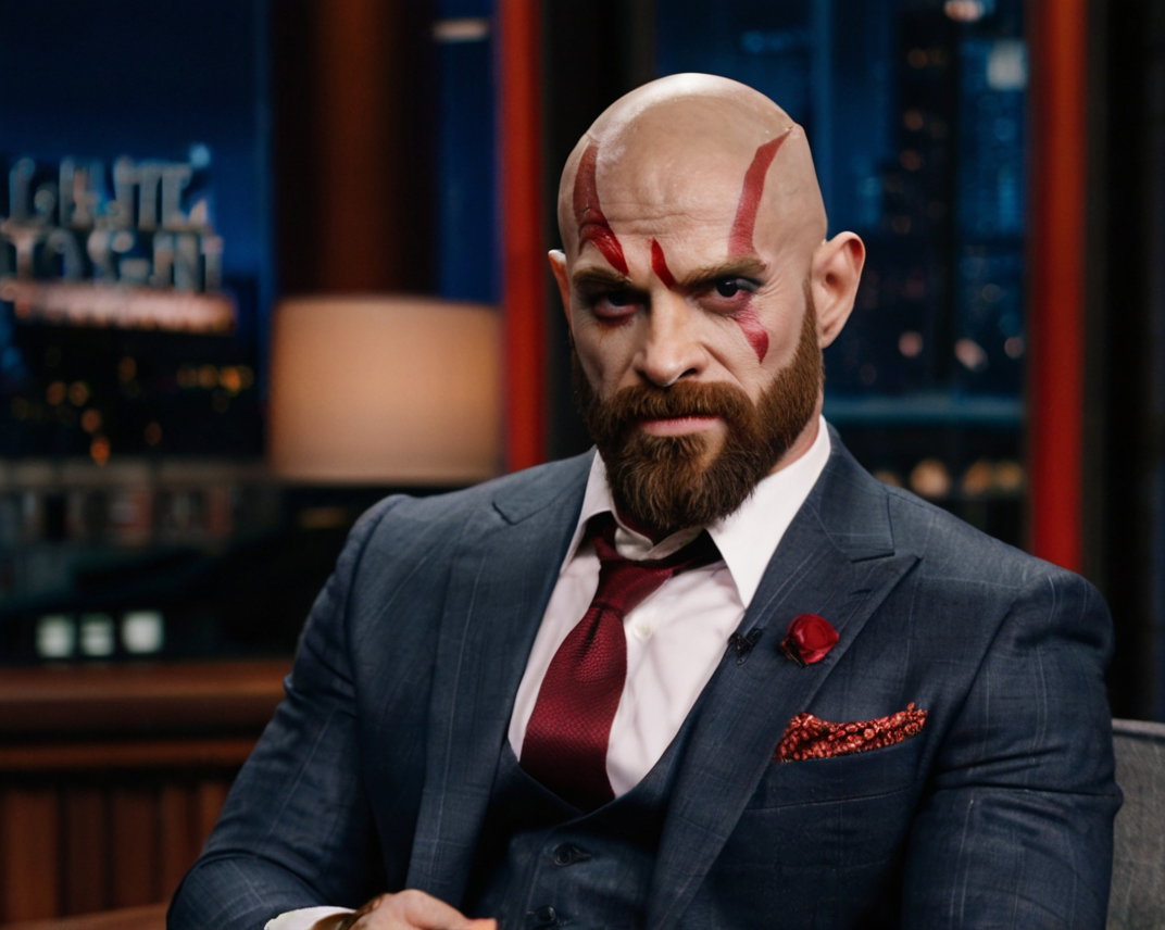 Kratos Modern Suit Late Night Interview Scene