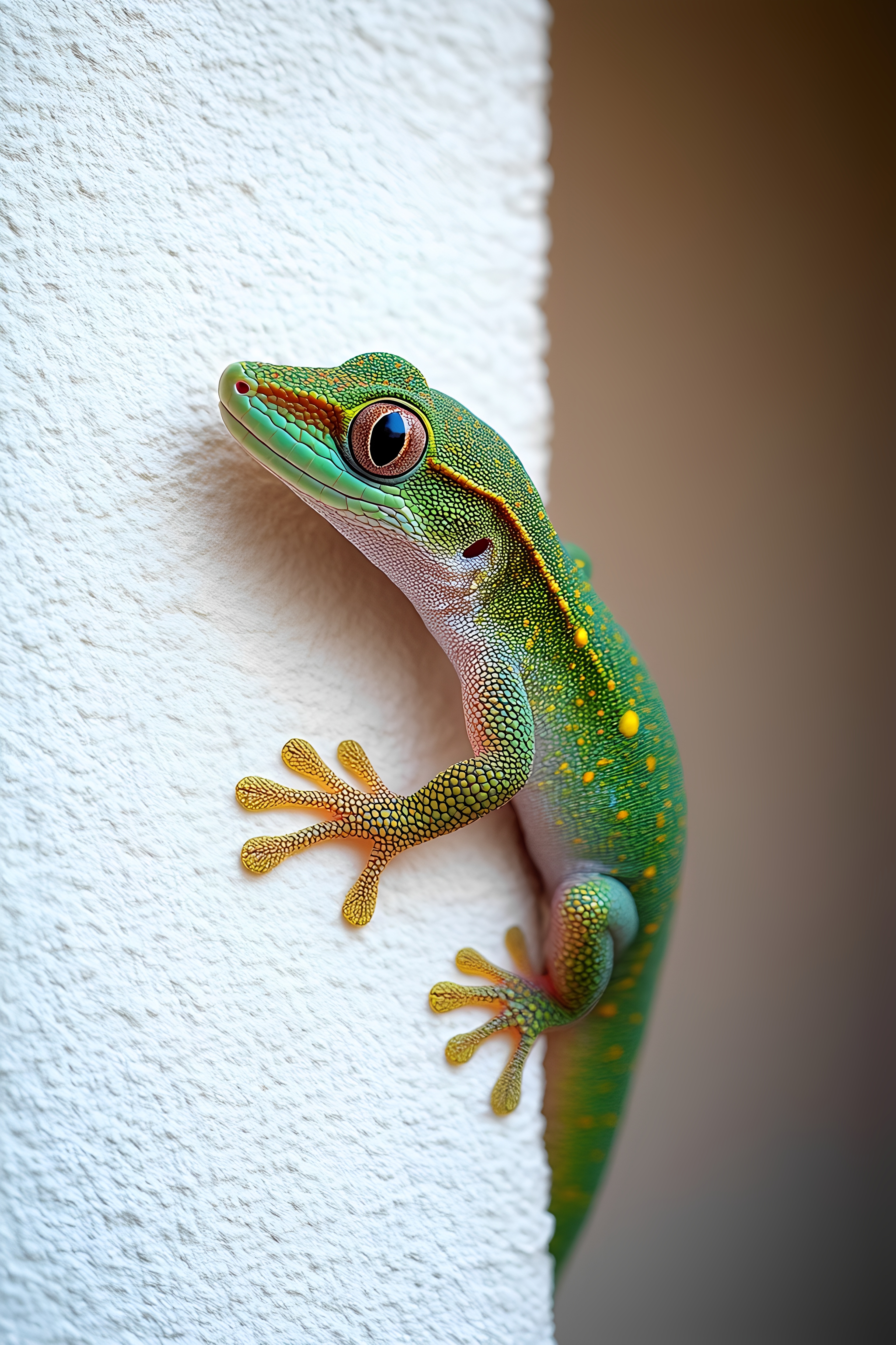 Macro Shot Of Gecko Close Up On Textured Wall 2