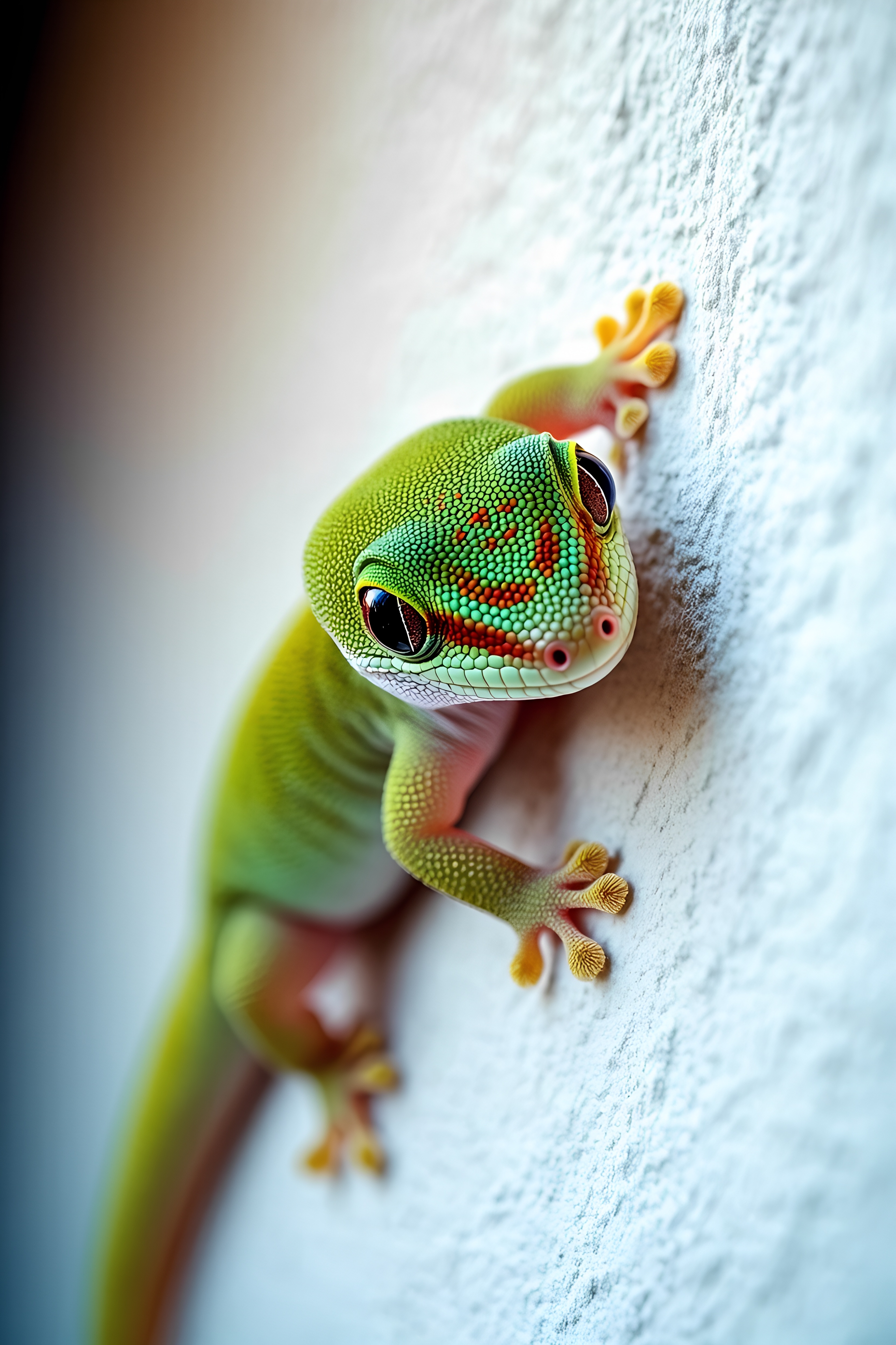 Macro Shot Of Gecko Close Up On Textured Wall 3