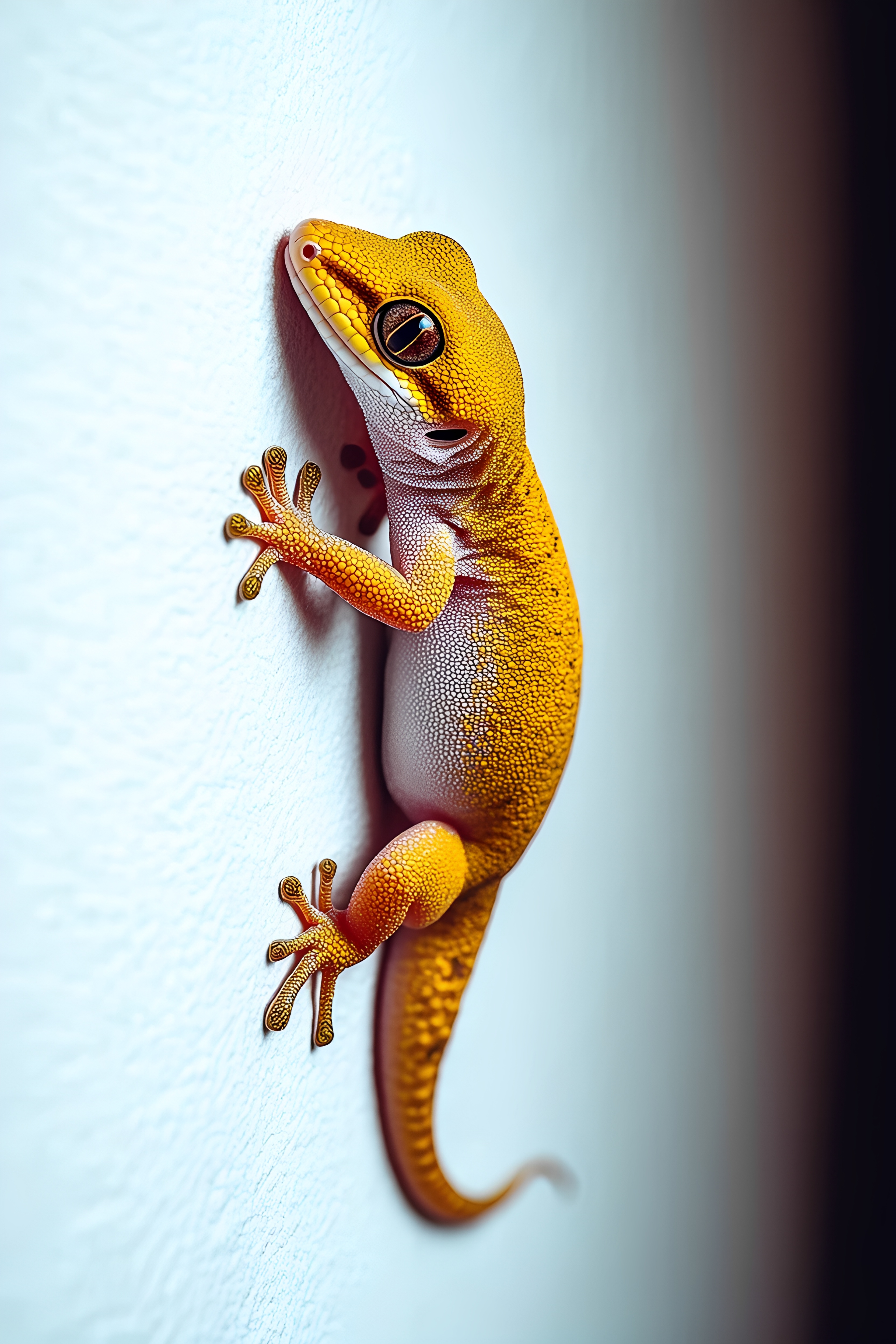Macro Shot Of Gecko Close Up On Textured Wall 4