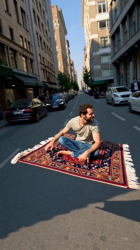 Man Flying On Oriental Carpet City Video 1 – video thumbnail