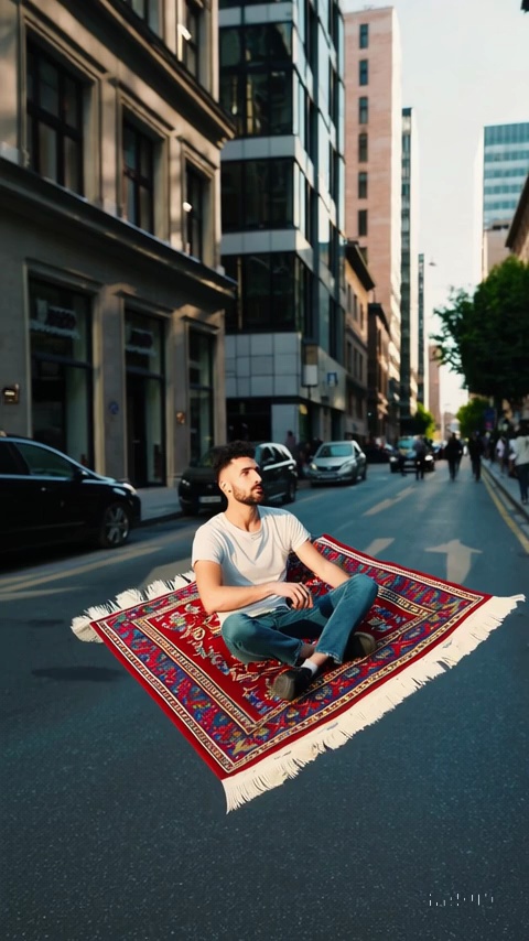 Man Flying On Oriental Carpet City Video 2 Thumbnail