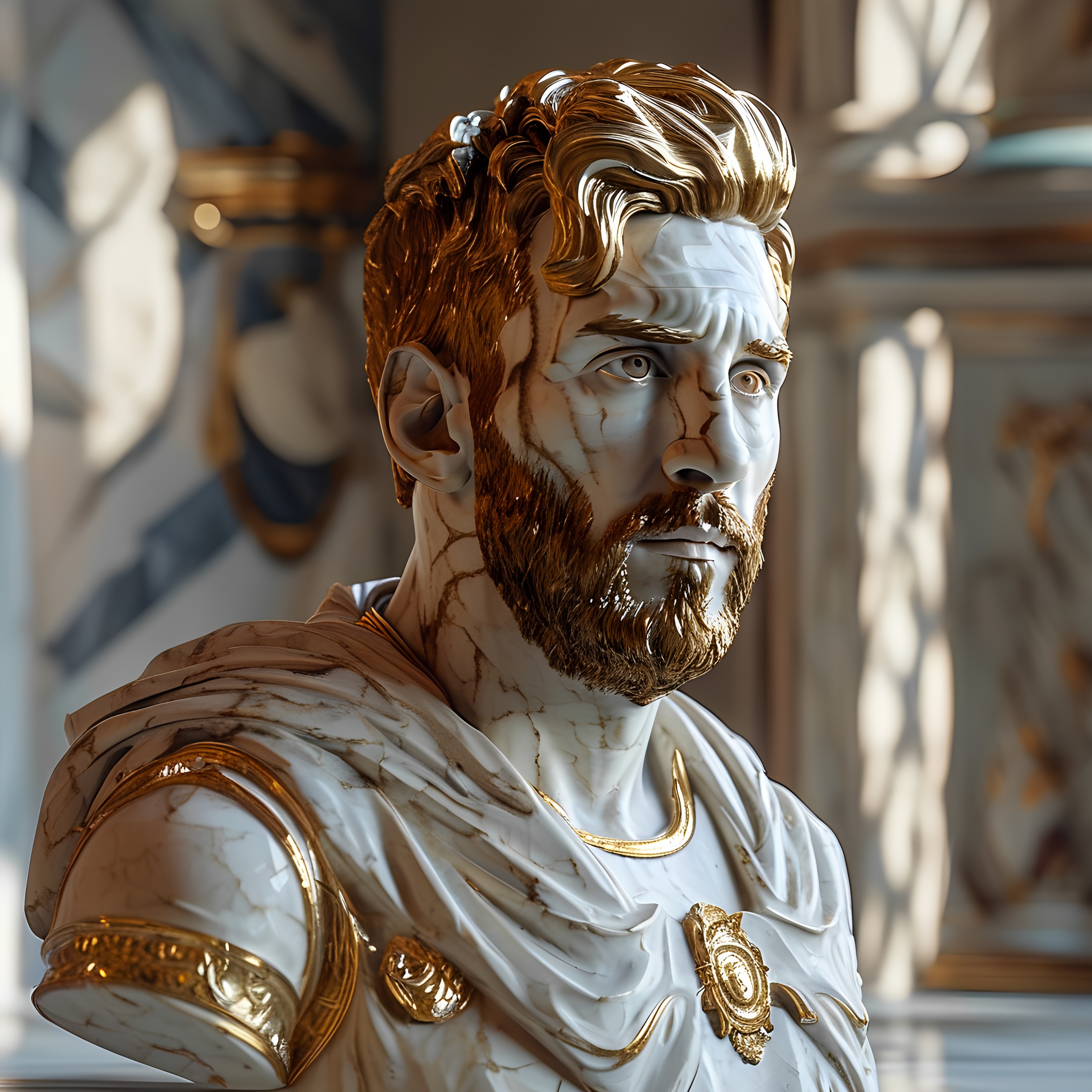 Messi Marble Statue Roman Emperor Look