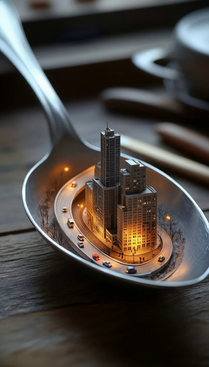 Miniature Cityscape Spoon Zoom Video – video thumbnail