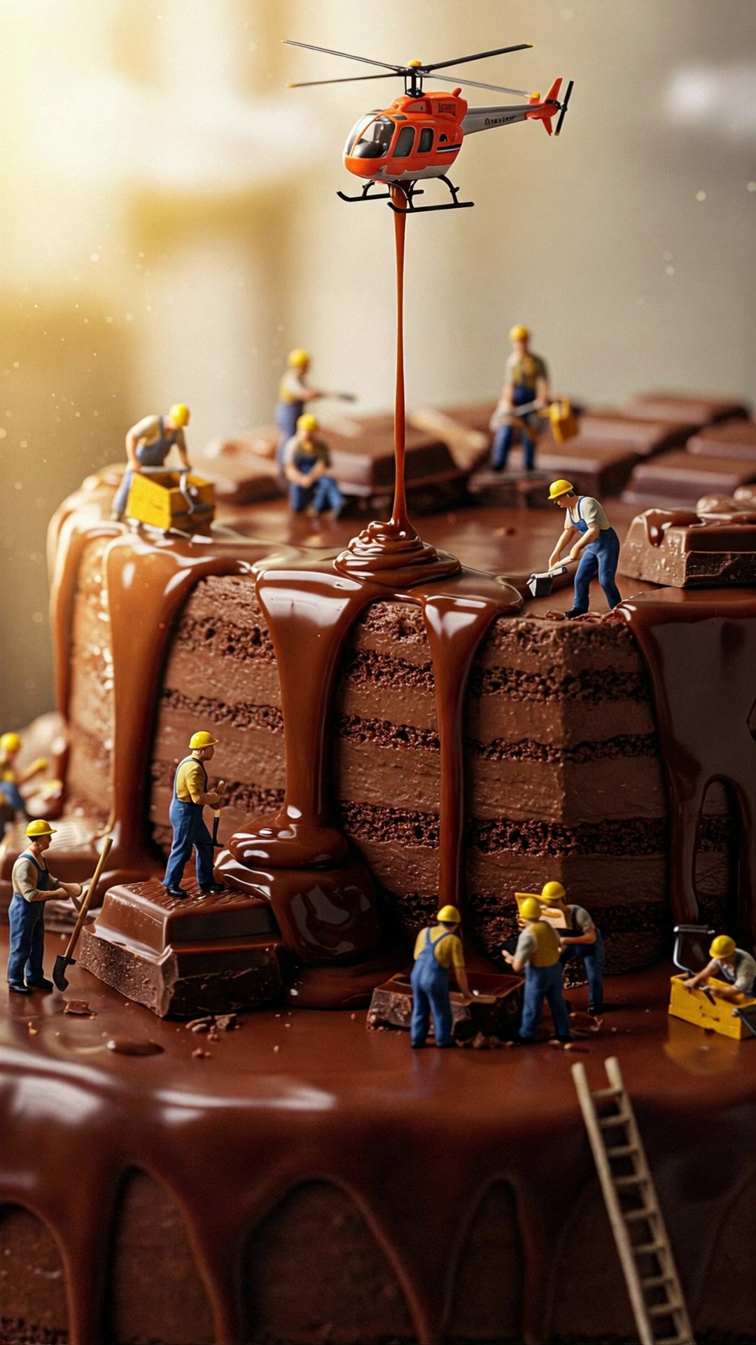 Miniature Workers Building Chocolate Cake Video – video thumbnail