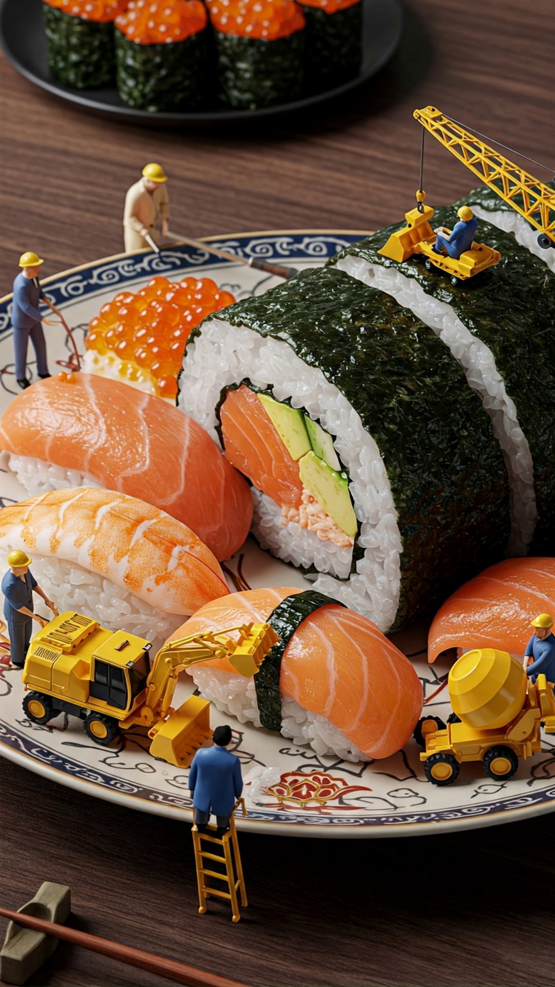Miniature Workers Building Sushi Rolls Video – video thumbnail