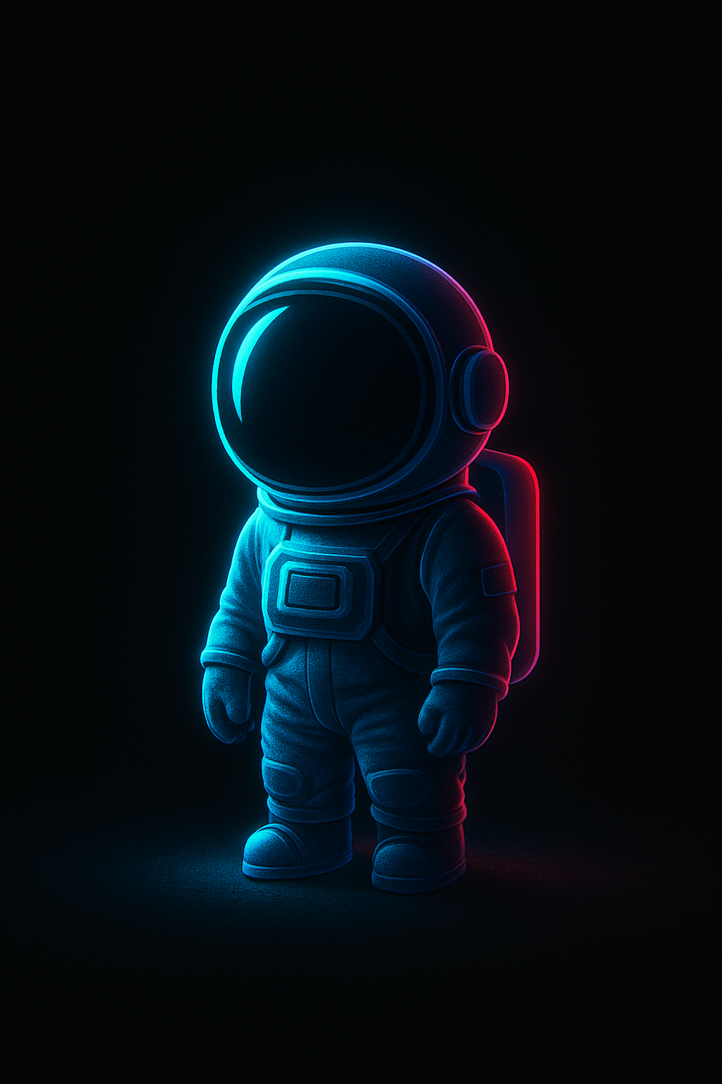 Neon Chibi Astronaut Dark Space 2