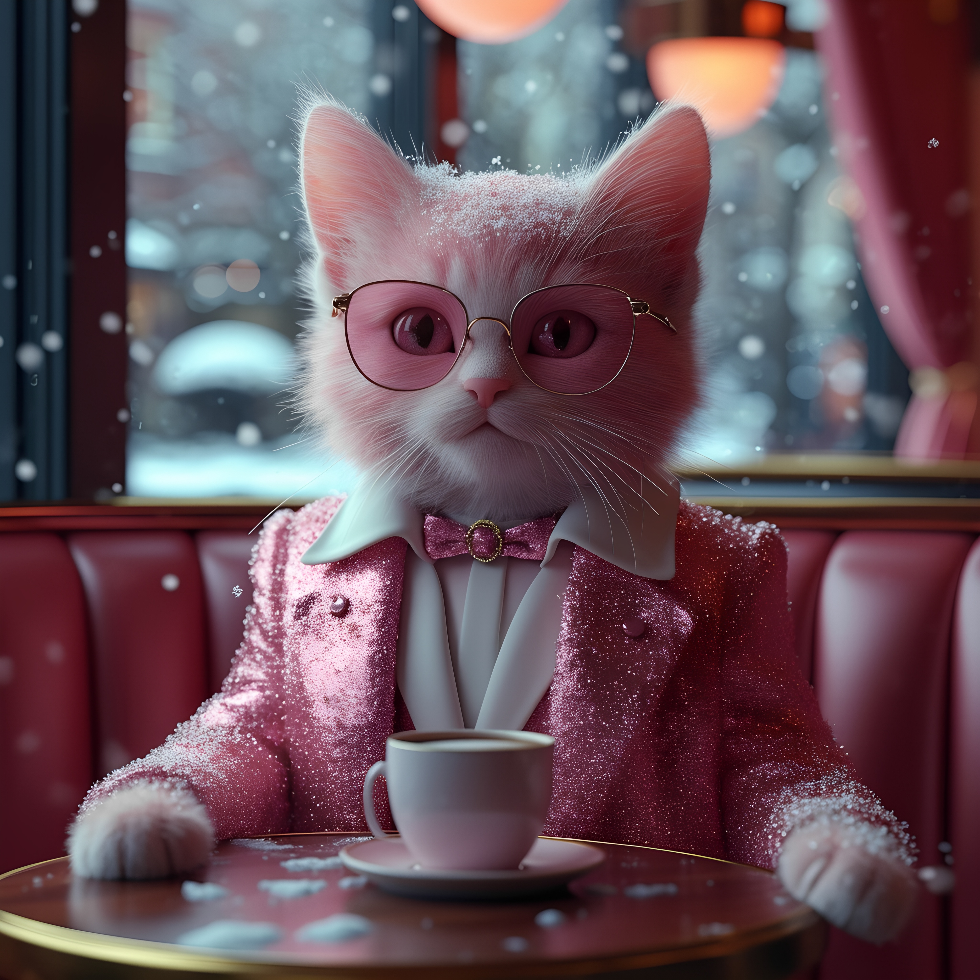 Pink Cat Cafe Glitter Suit Winter 1