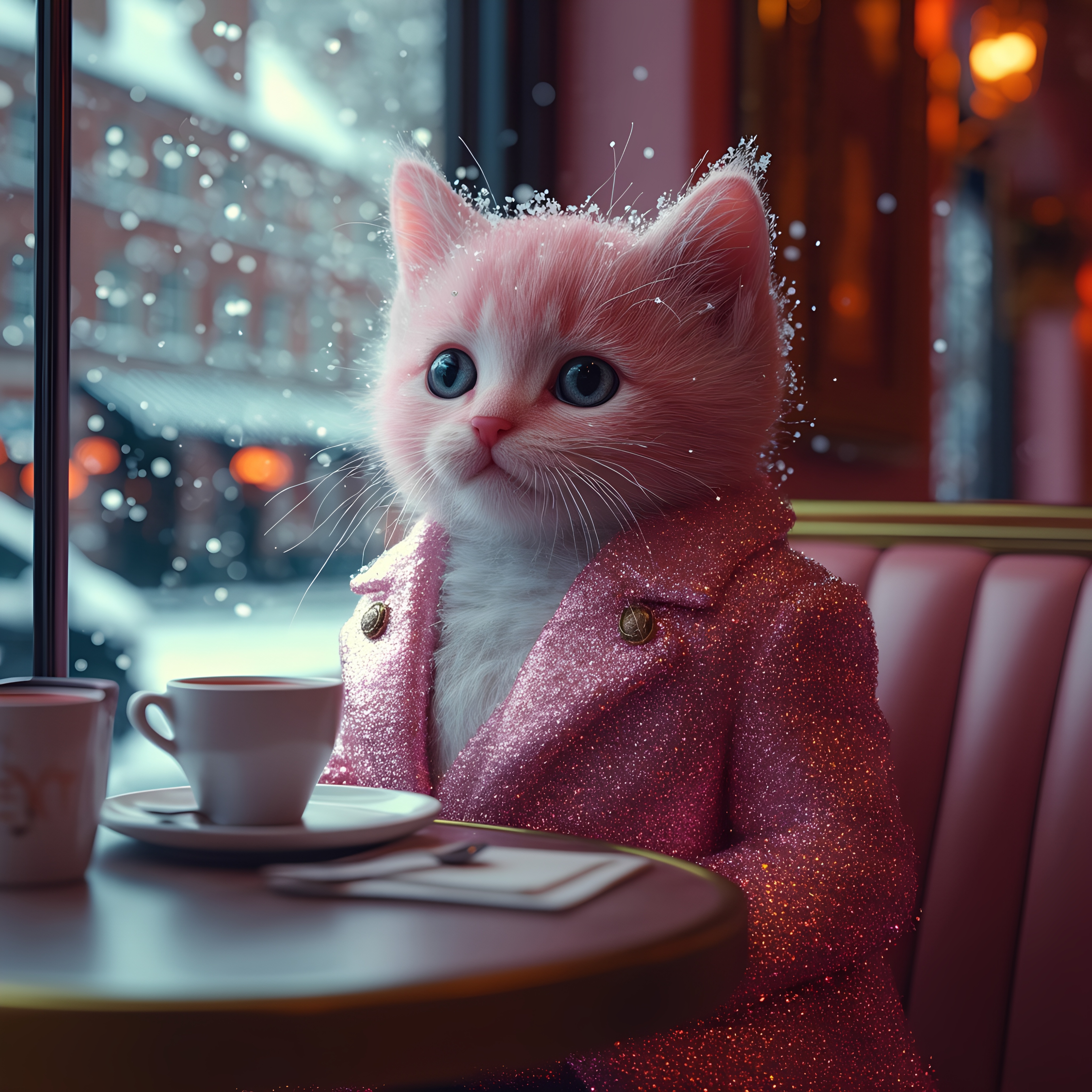 Pink Cat Cafe Glitter Suit Winter 2
