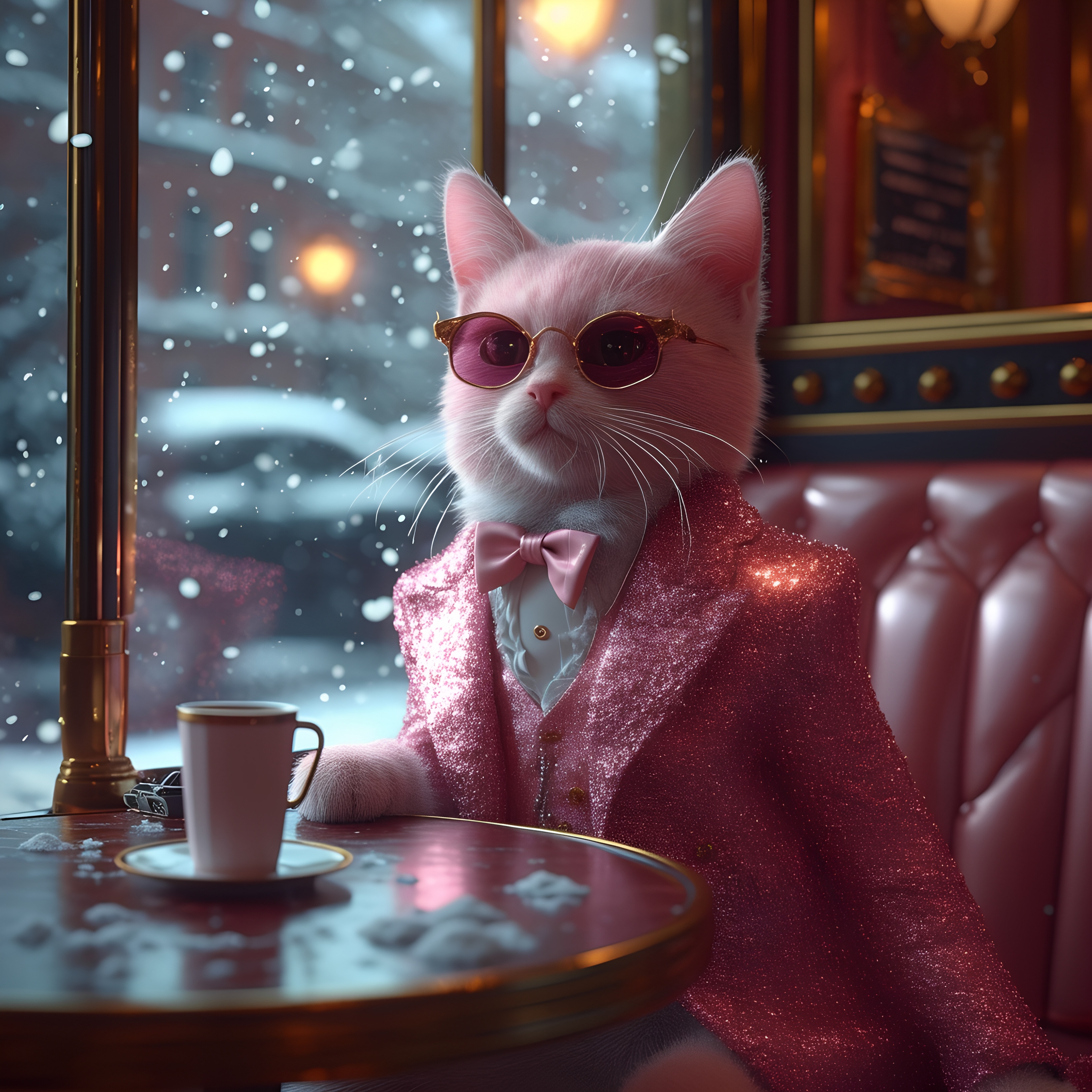 Pink Cat Cafe Glitter Suit Winter 3