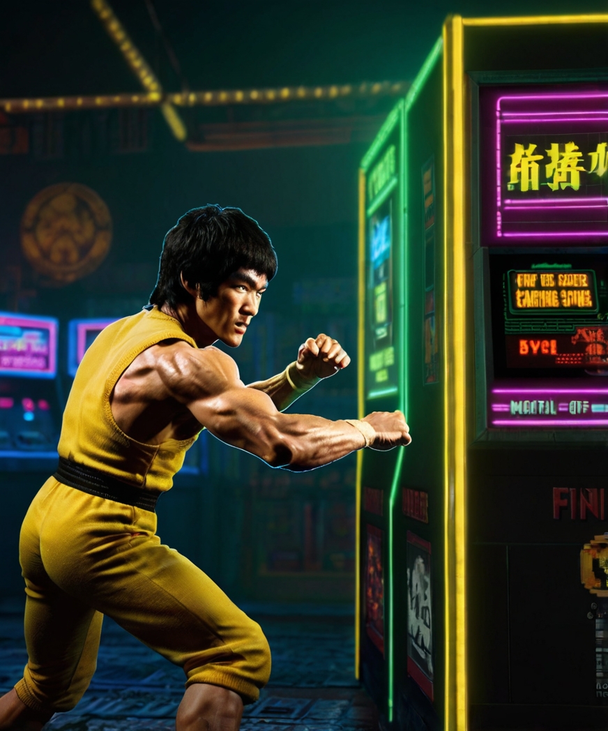 Retro Arcade Fighting Game Bruce Lee Character 1