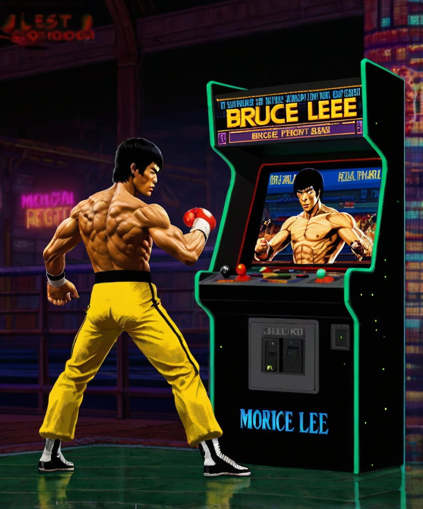 Retro Arcade Fighting Game Bruce Lee Character 2