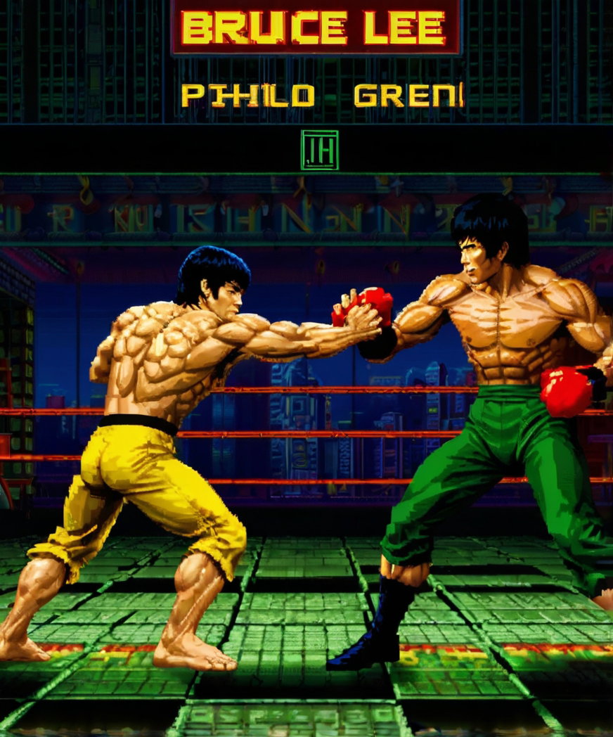 Retro Arcade Fighting Game Bruce Lee Character 3
