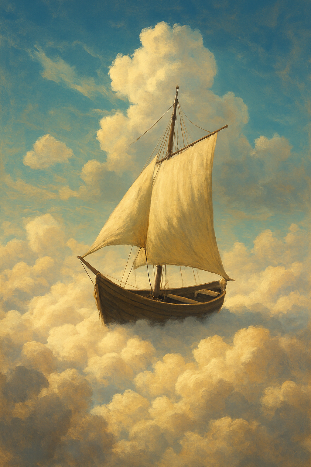 Sailboat Above Clouds Dreamy Sky 1