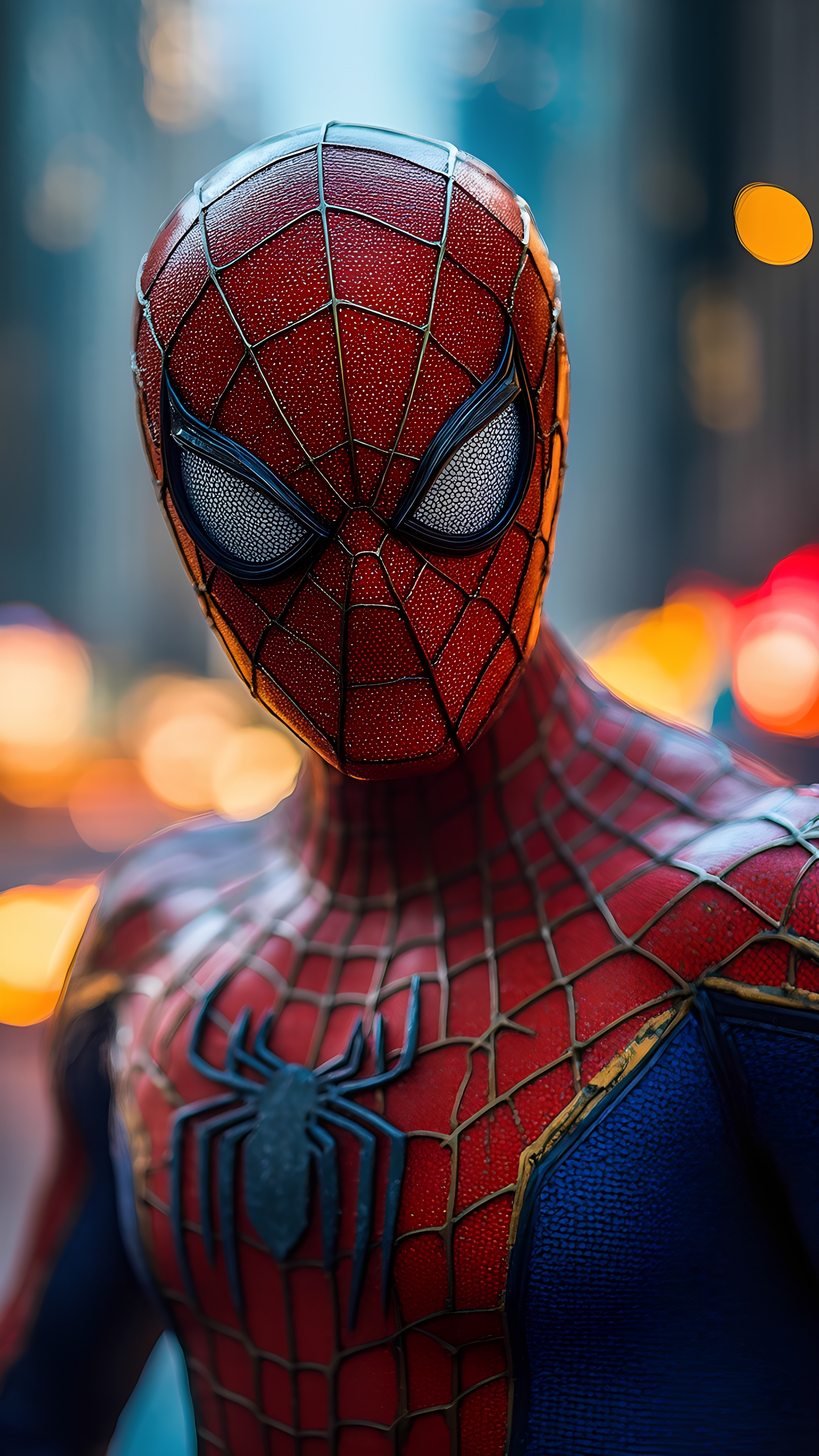 Spiderman Closeup City Background Night Bokeh 1