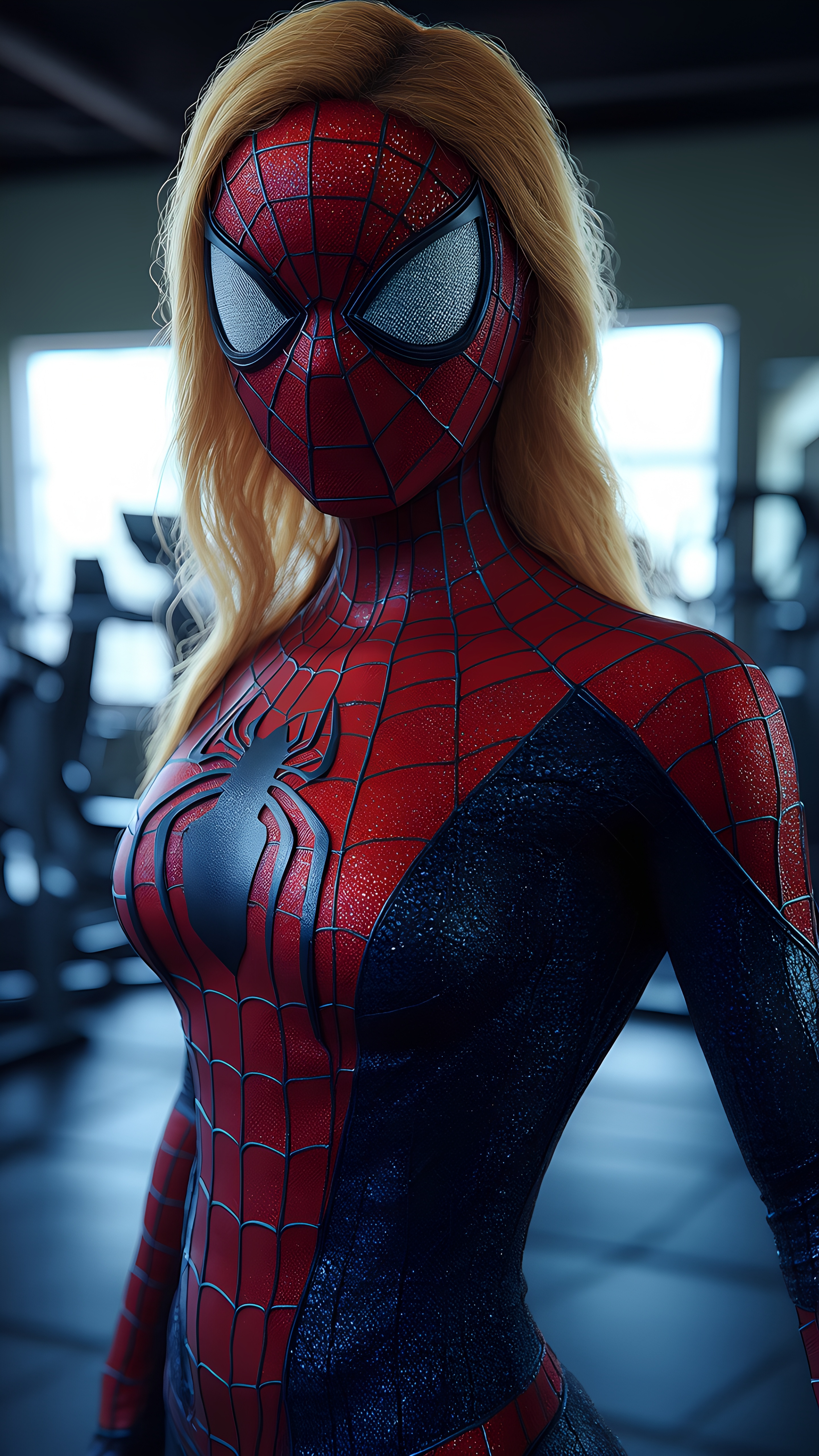 Spiderwoman In Classic Spiderman Costume Gym Setting 3