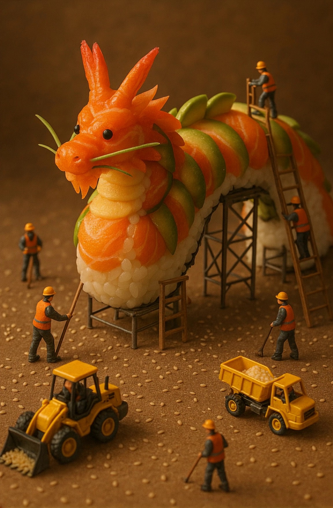 Sushi Dragon Under Construction Mini Workers Video – video thumbnail