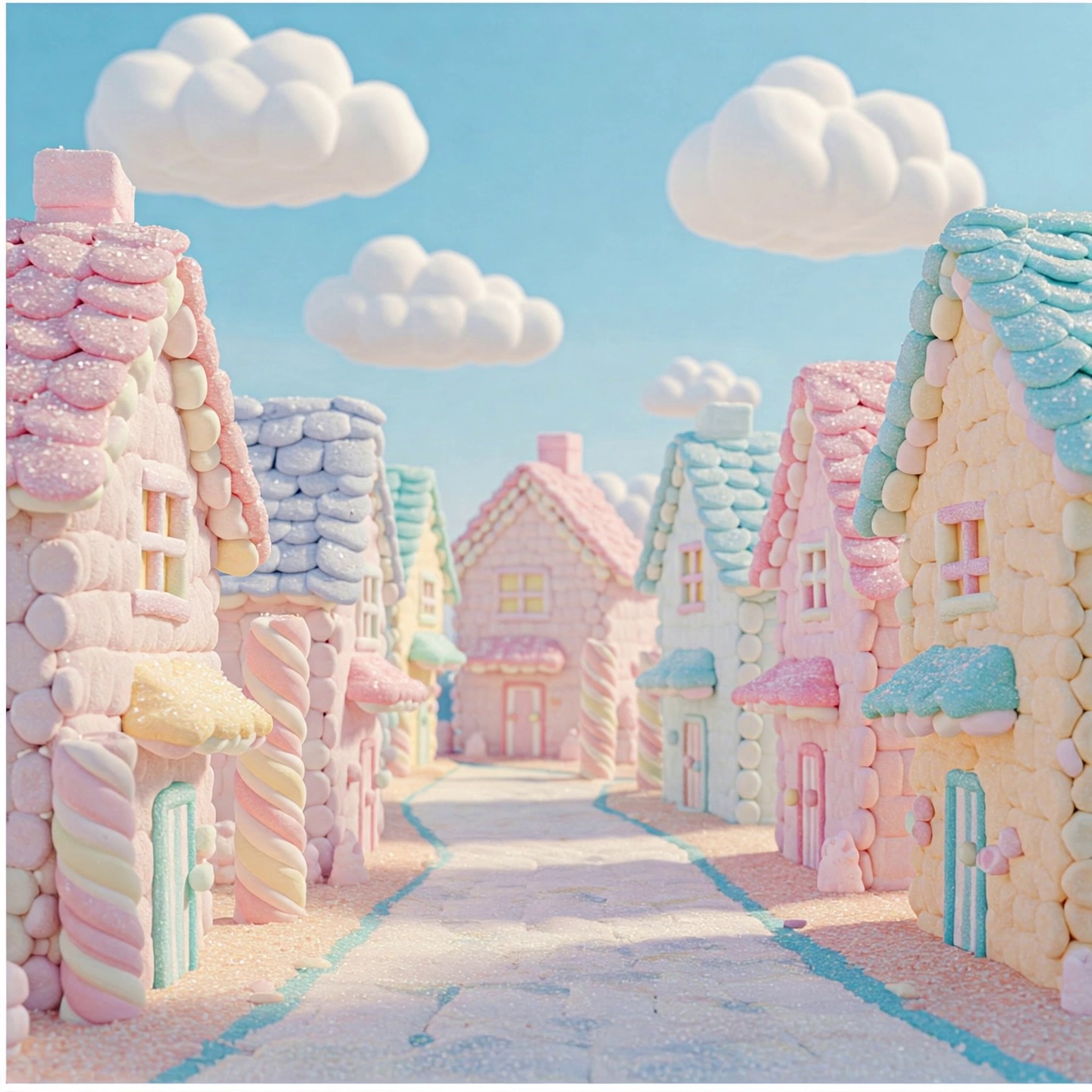 Sweet Village Pastel Clouds Candy Houses Video 1 – video thumbnail