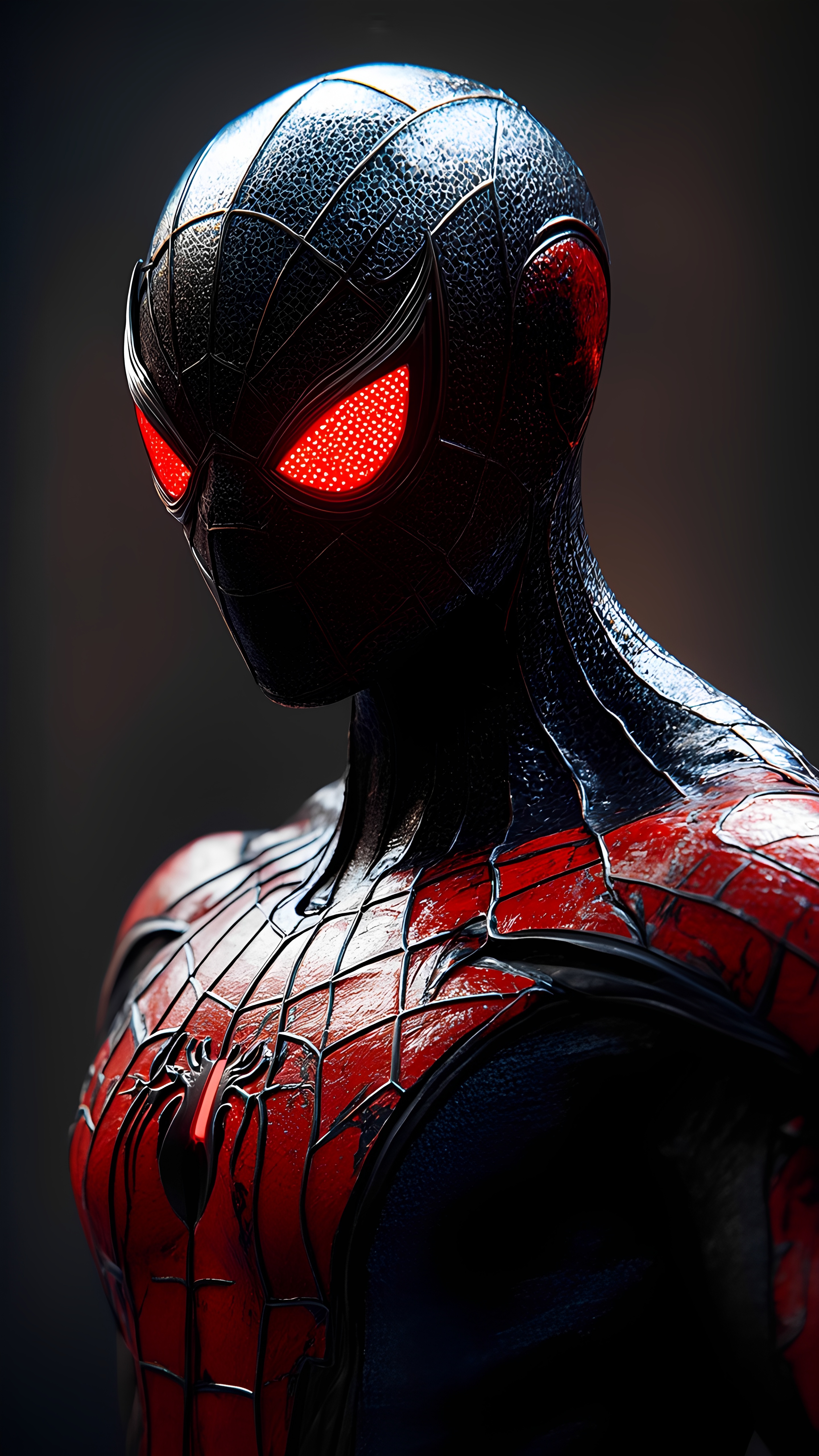 Symbiote Spiderman Red Black Armor Glow 2