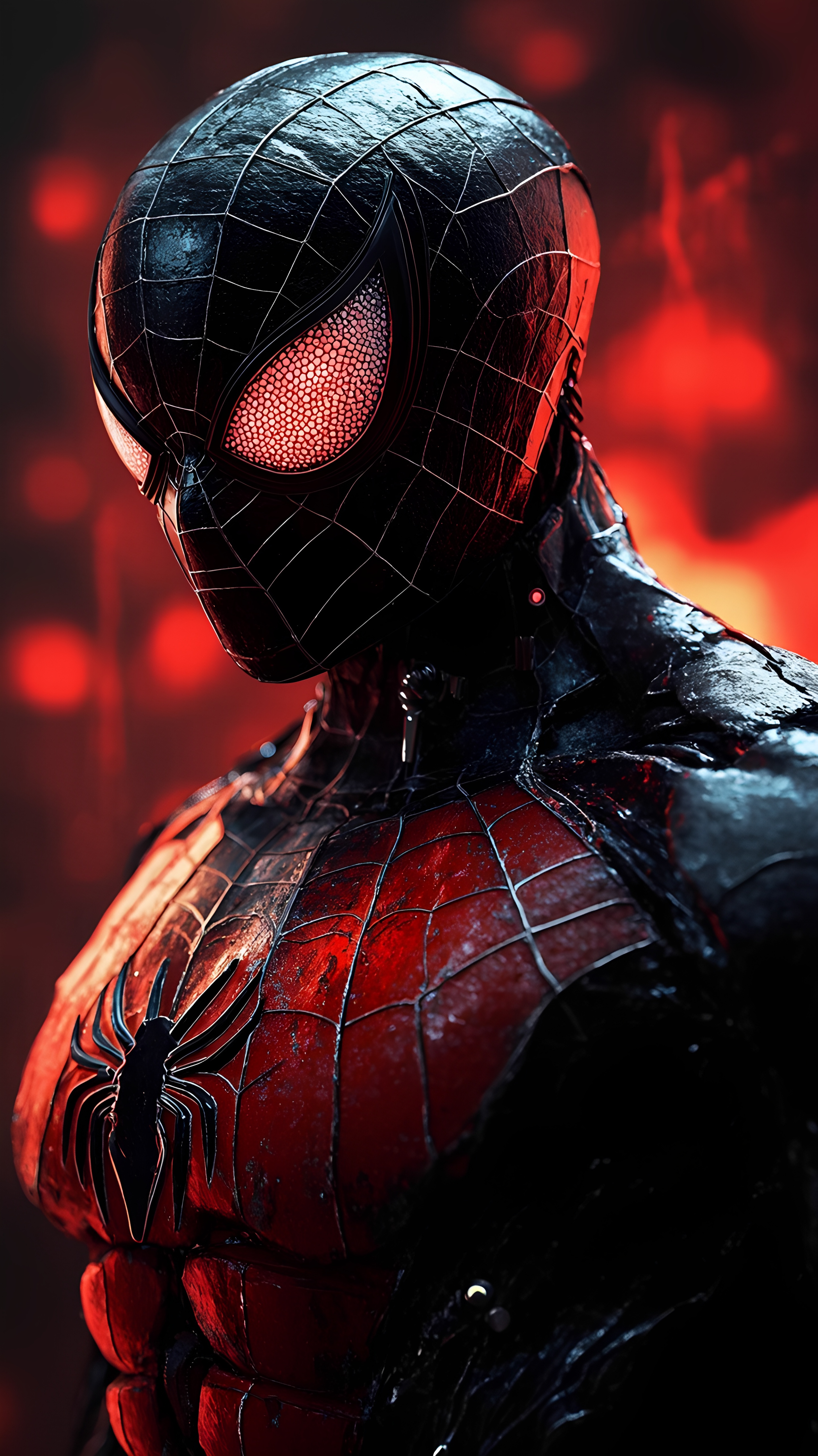 Symbiote Spiderman Red Black Armor Glow 3