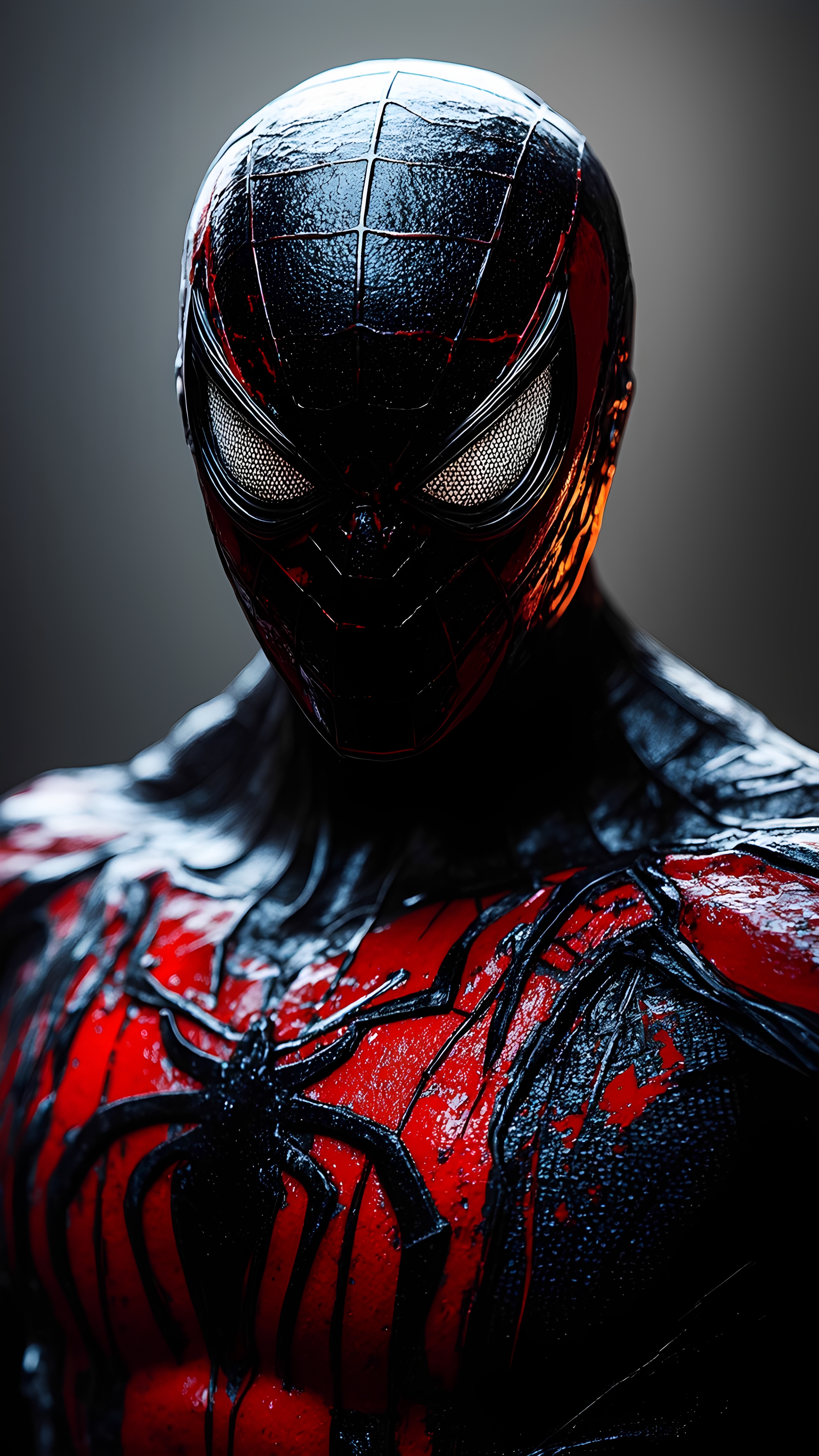 Symbiote Spiderman Red Black Armor Glow 4