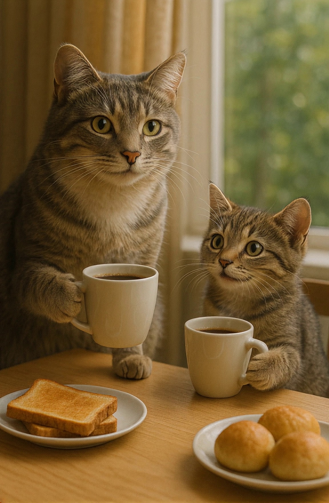 Tabby Cats Coffee Toast Breakfast Video – video thumbnail