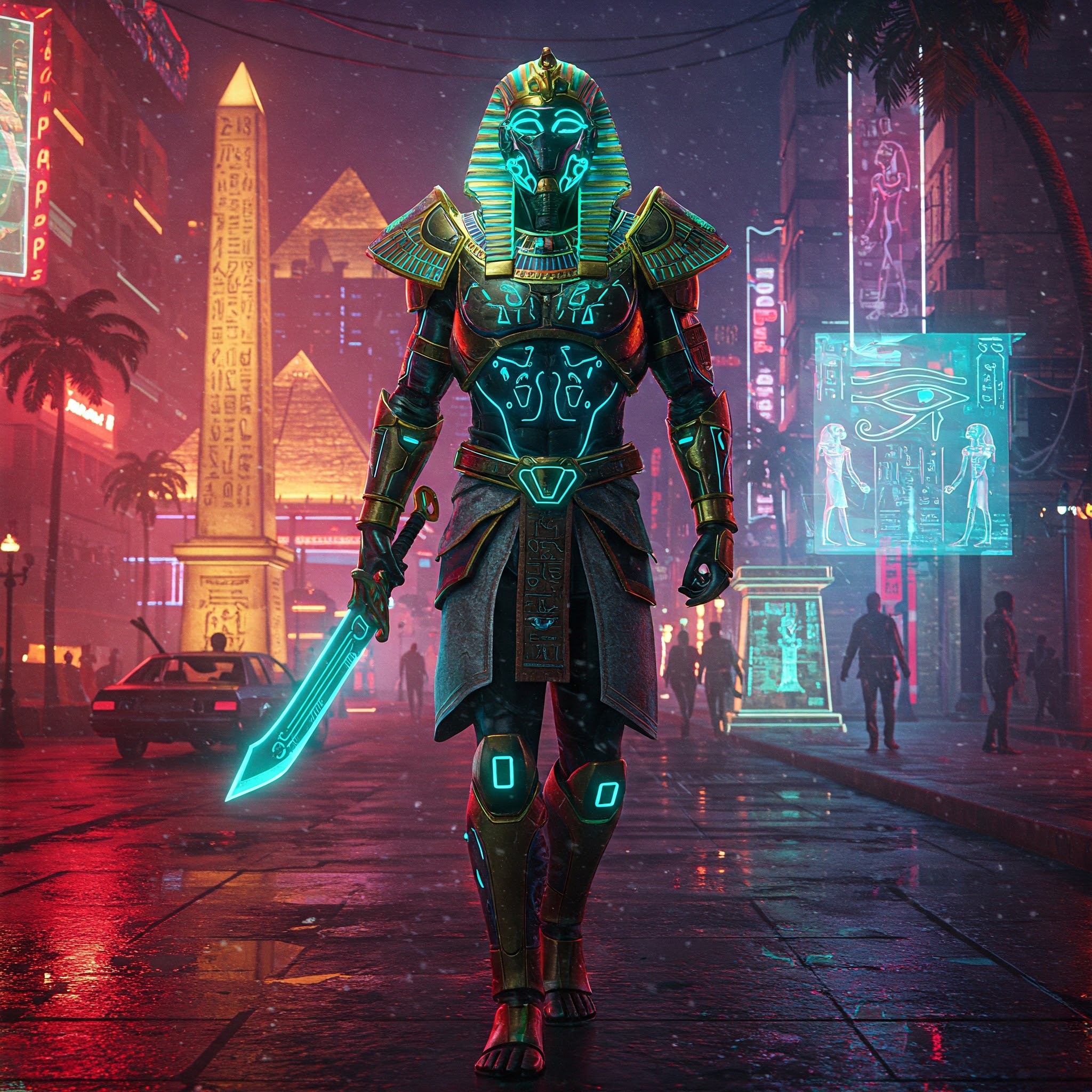 Techno Egyptian Warrior Holographic Cyber Cairo 1