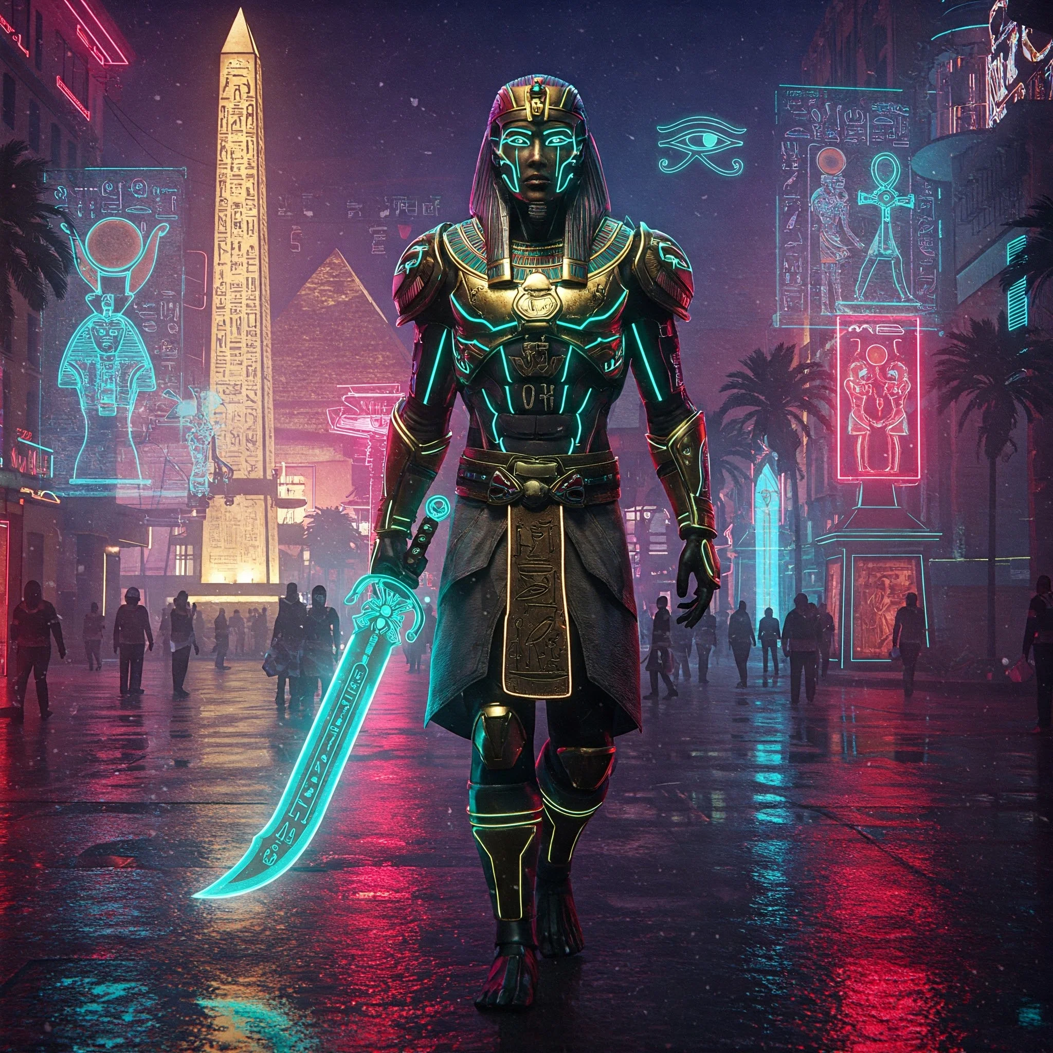 Techno Egyptian Warrior Holographic Cyber Cairo 2