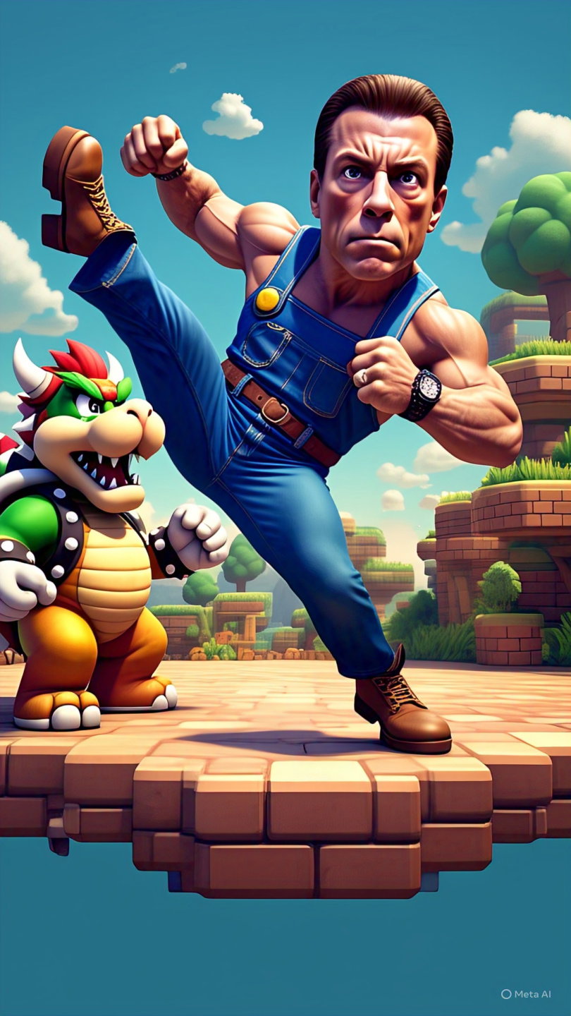 Van Damme Vs Bowser Retro Game Scene 3