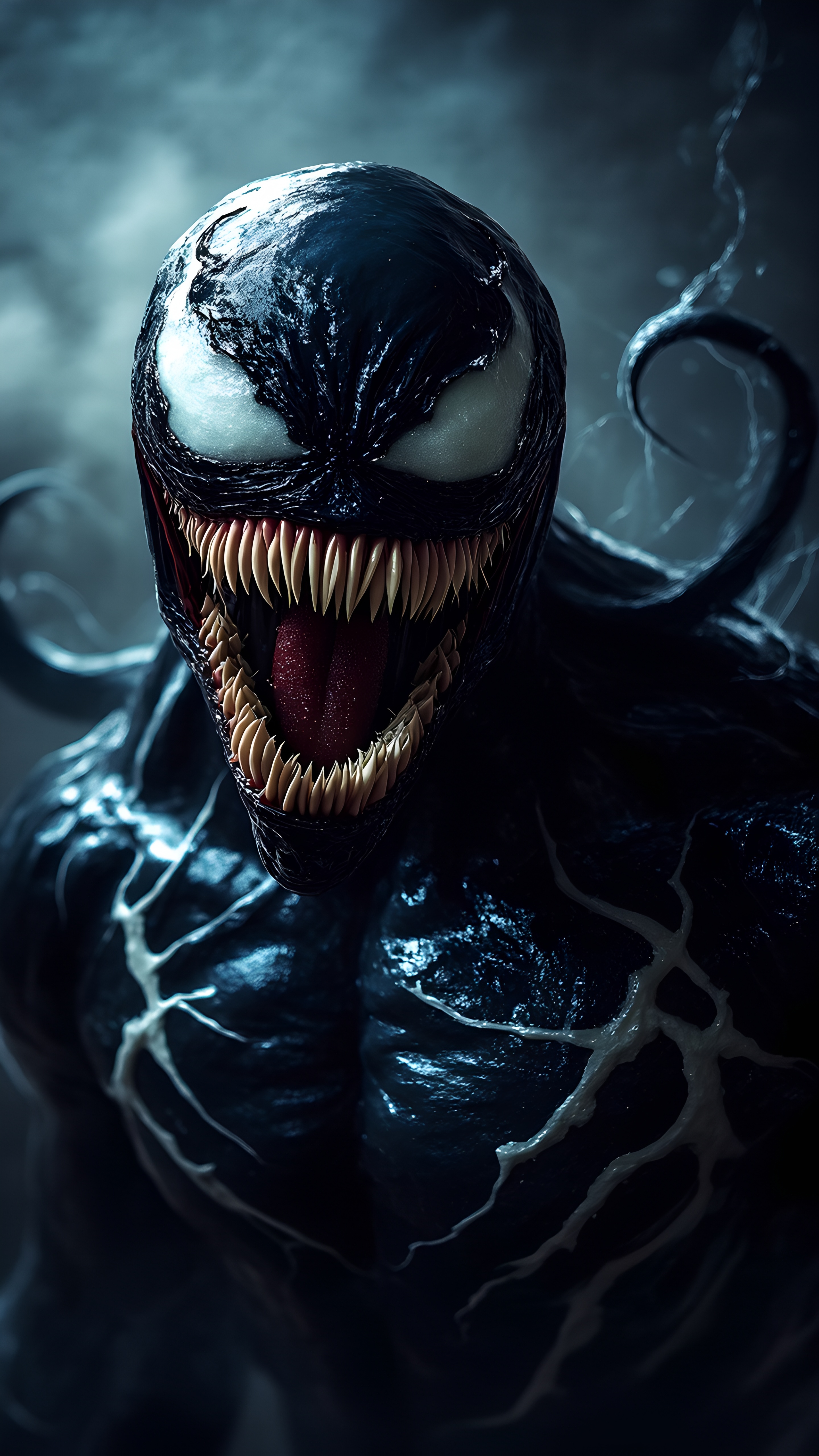 Venom Closeup Teeth Tongue Dark 1