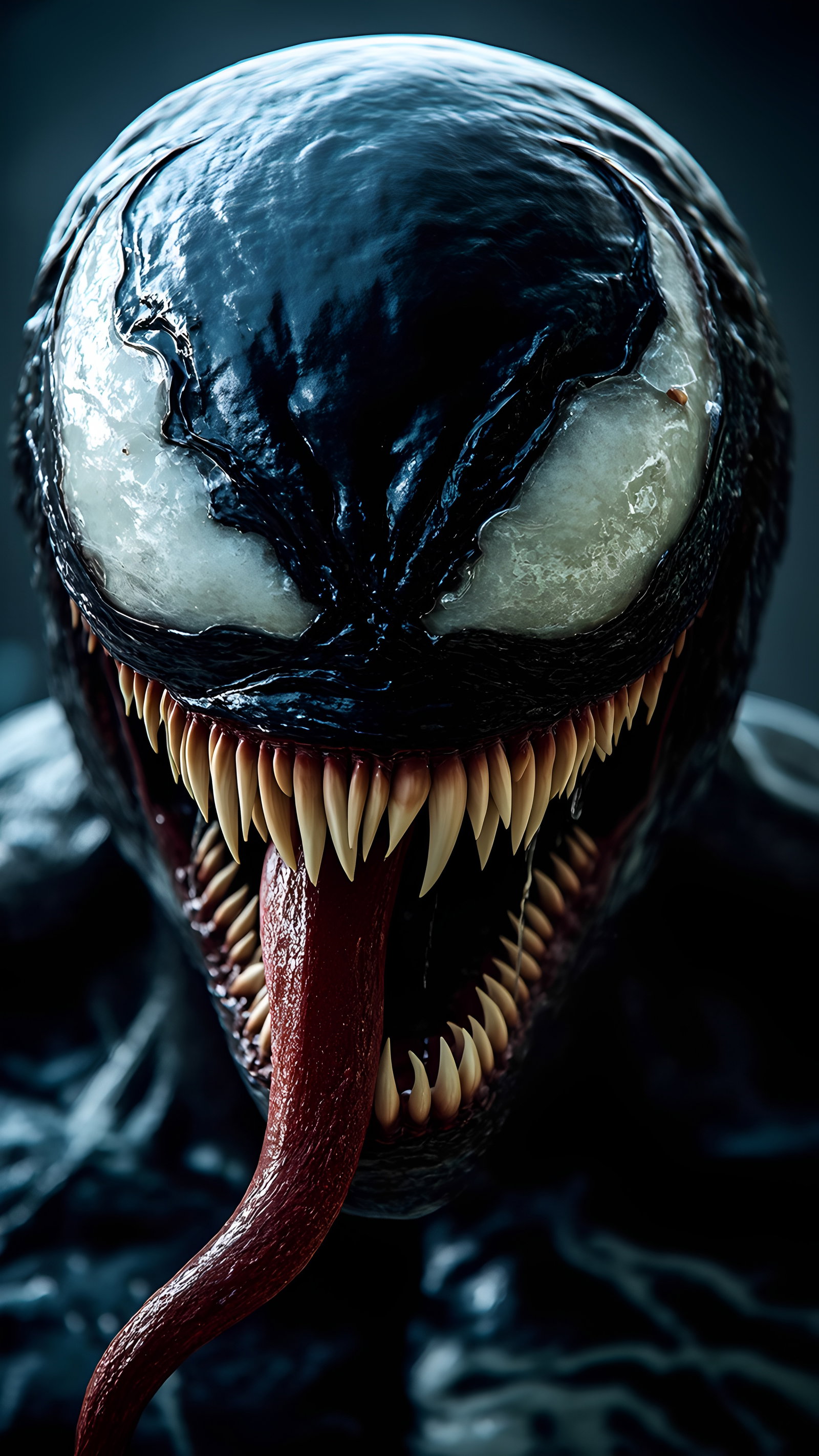 Venom Closeup Teeth Tongue Dark 10