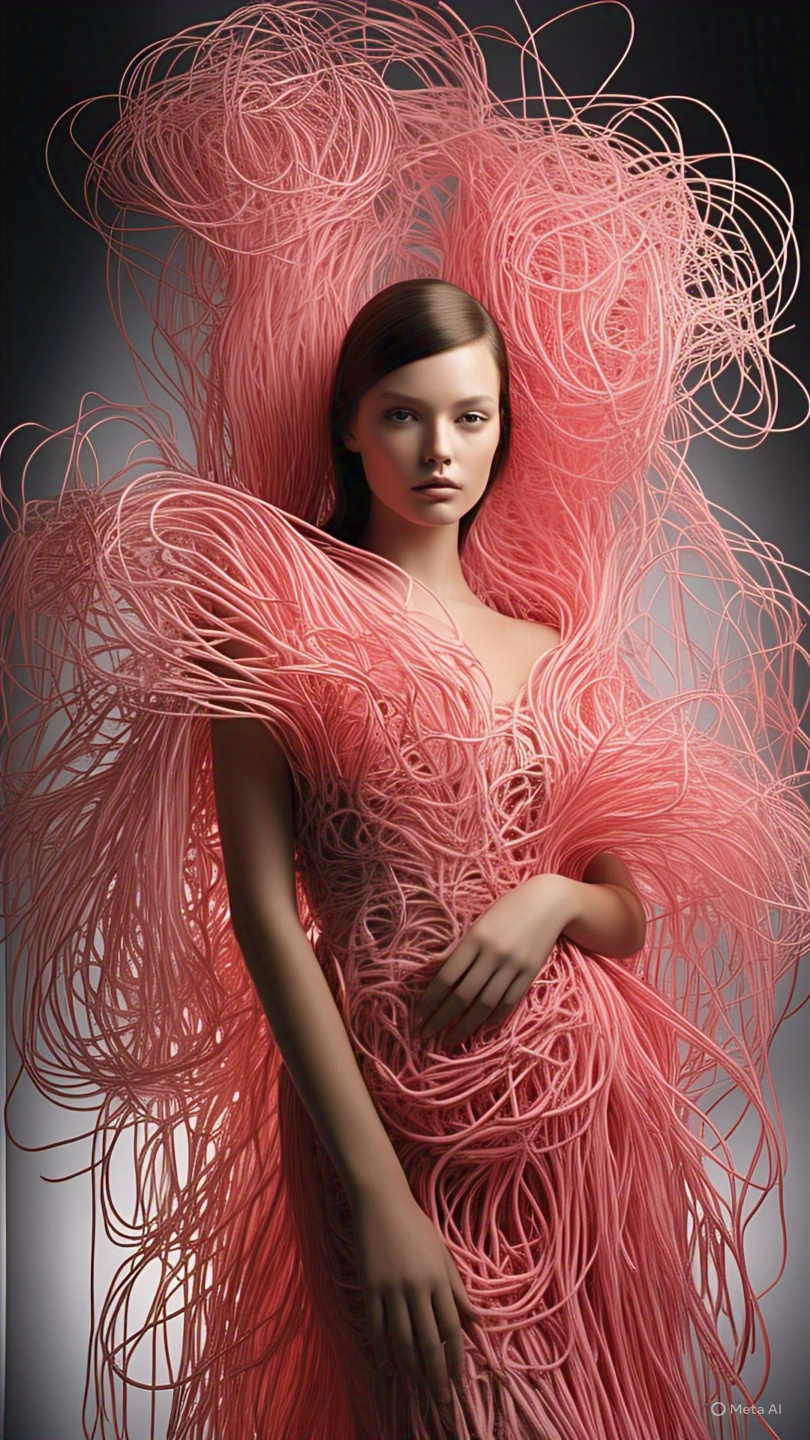Vogue Editorial Woman In Spaghetti Dress High Fashion Shoot 1