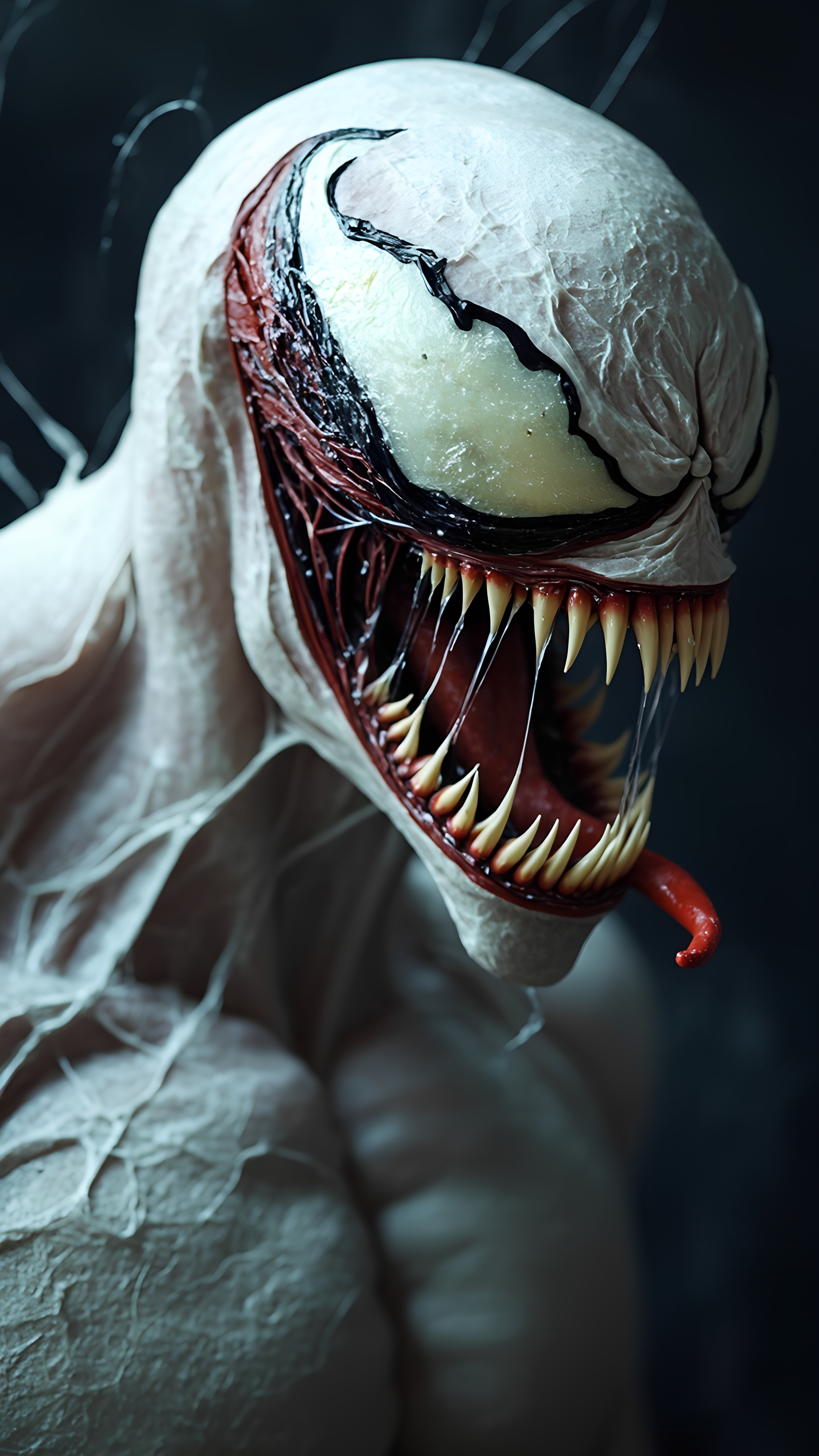 White Venom Creature Alien Fangs And Tongue 1
