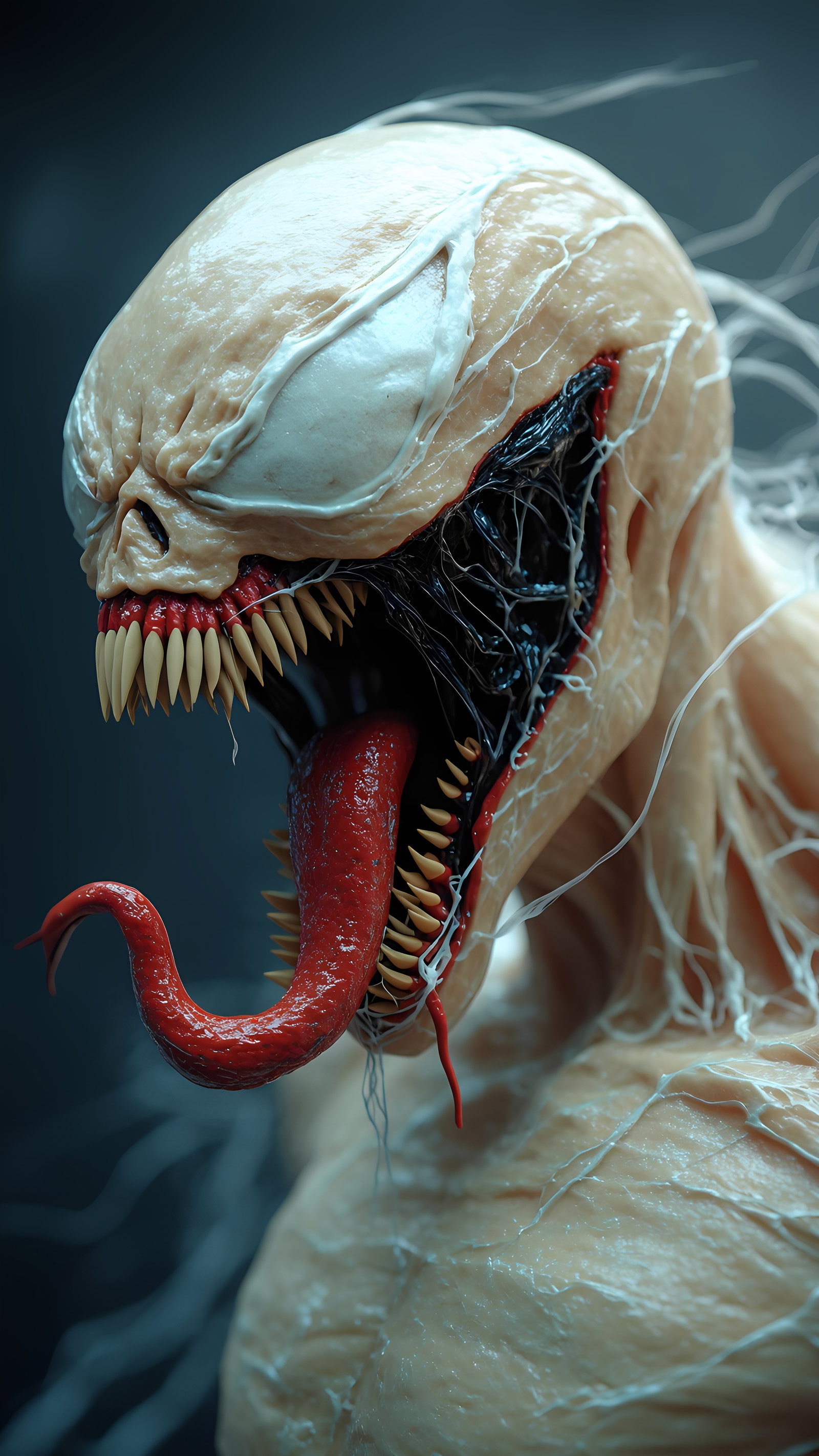 White Venom Creature Alien Fangs And Tongue 5