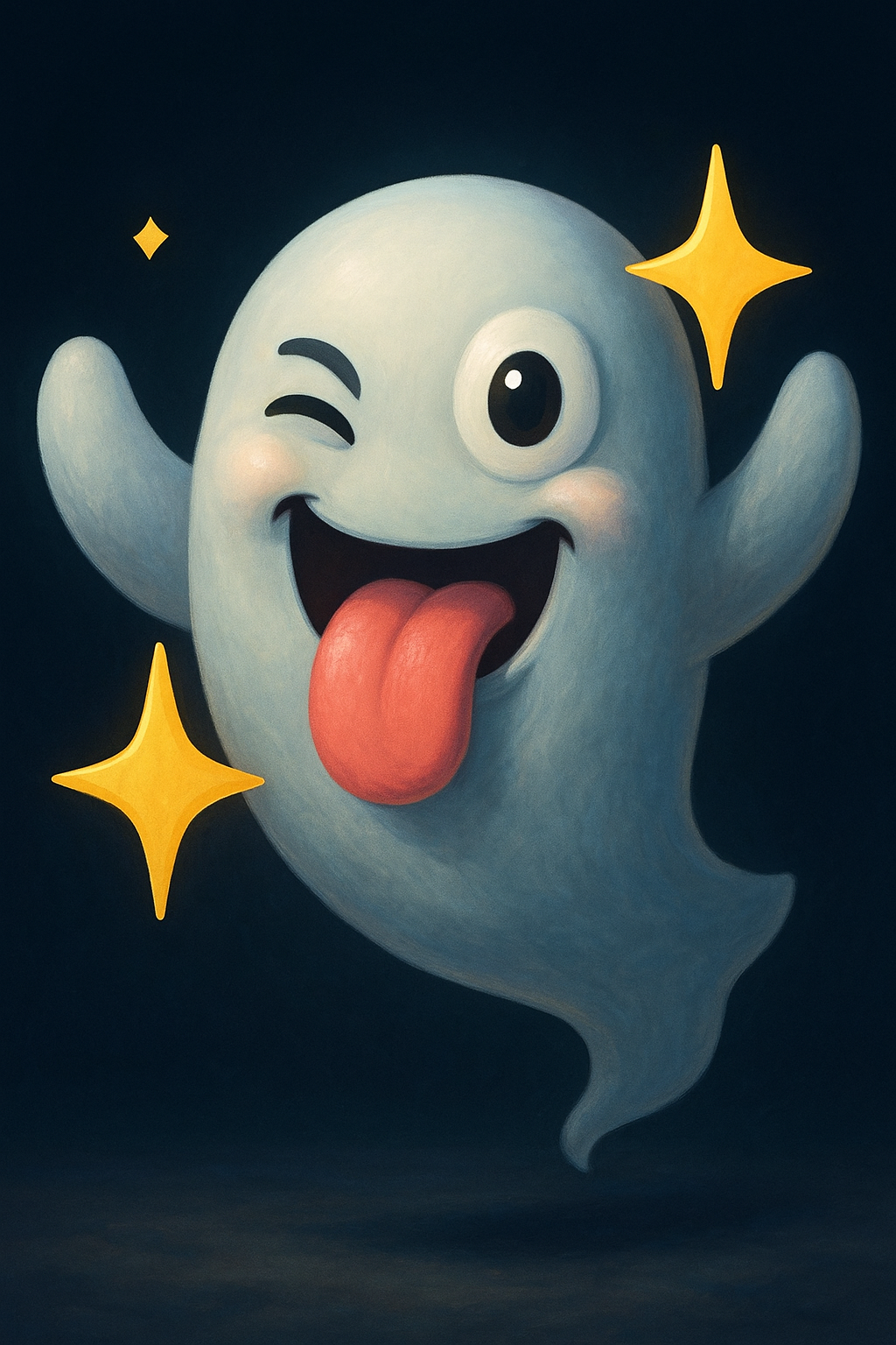 Winking Ghost Cartoon Tongue Out