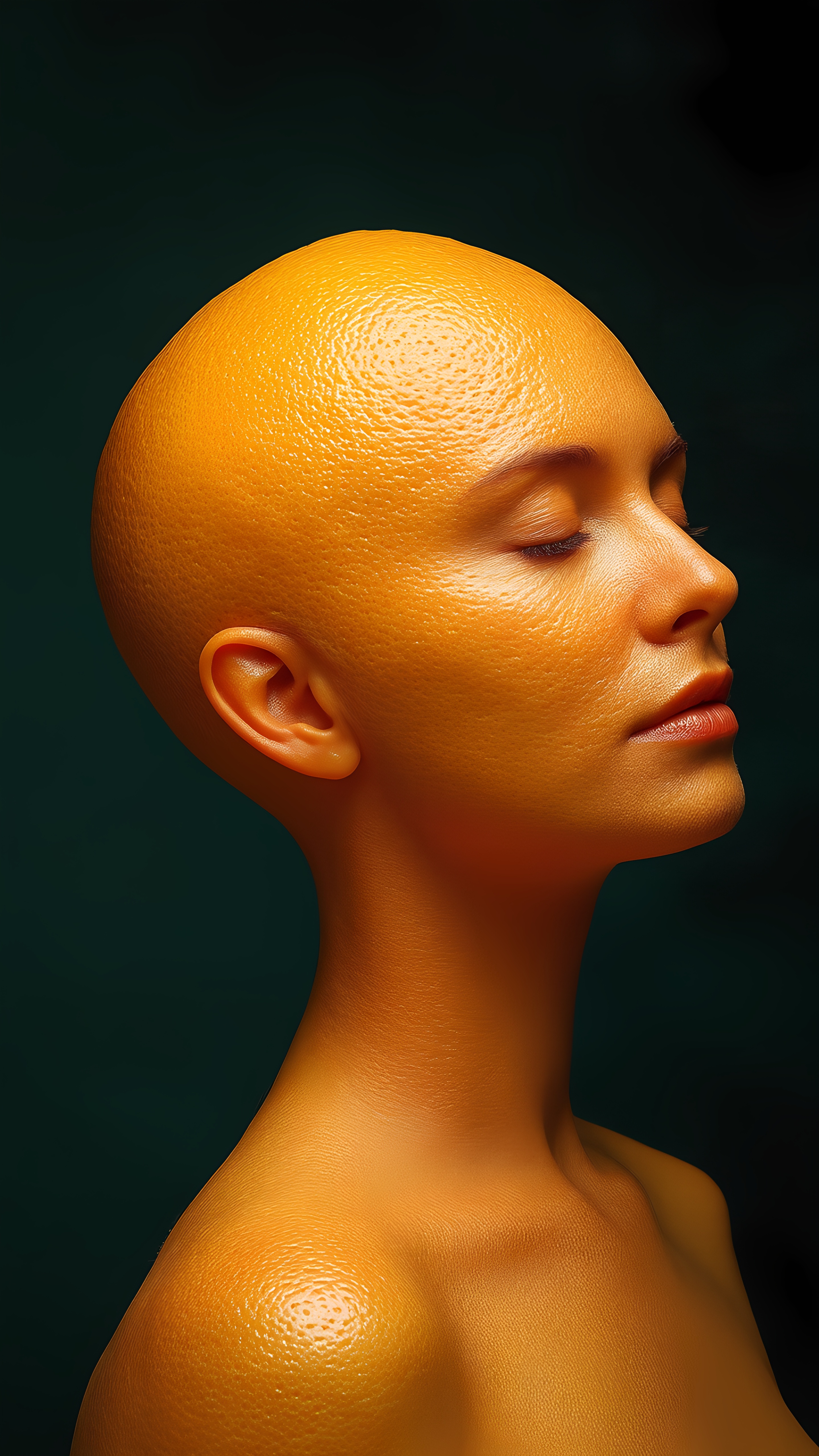 Woman Orange Peel Skin Surreal Portrait 1