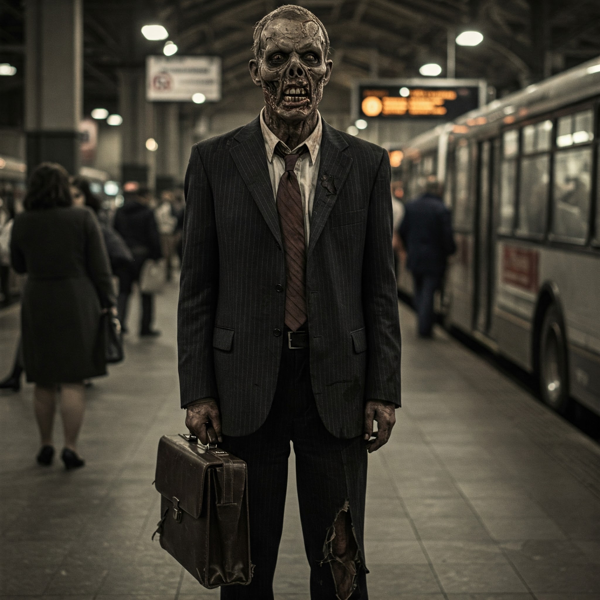 Zombie Suit Briefcase Subway Station