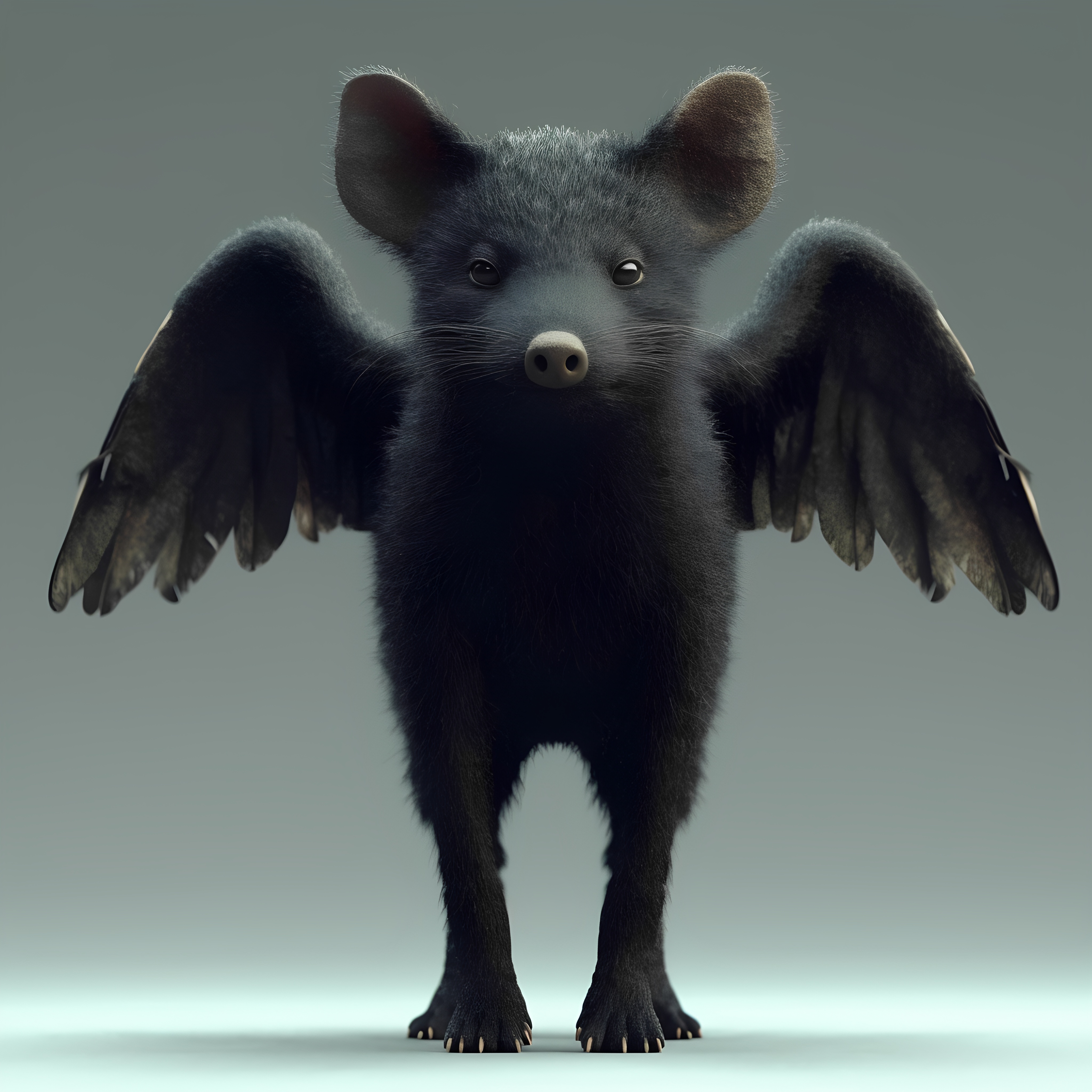 Black Bat Dog Winged Creature 2