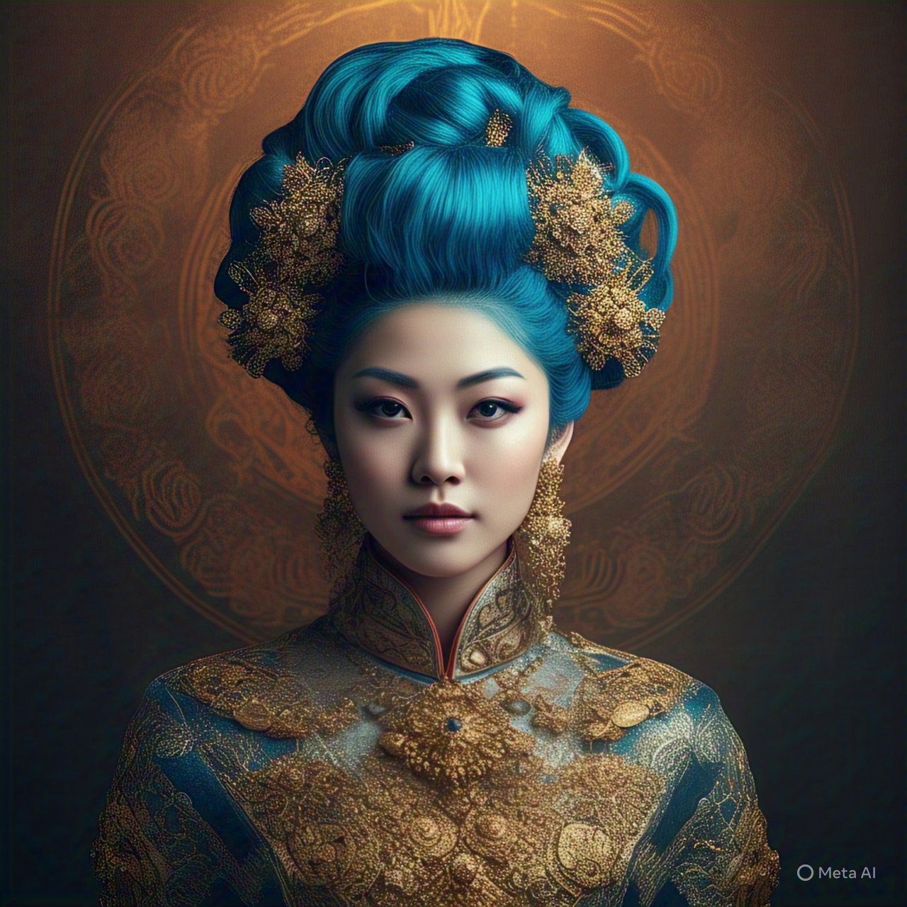 Elegant Blue Haired Royal Portrait 3