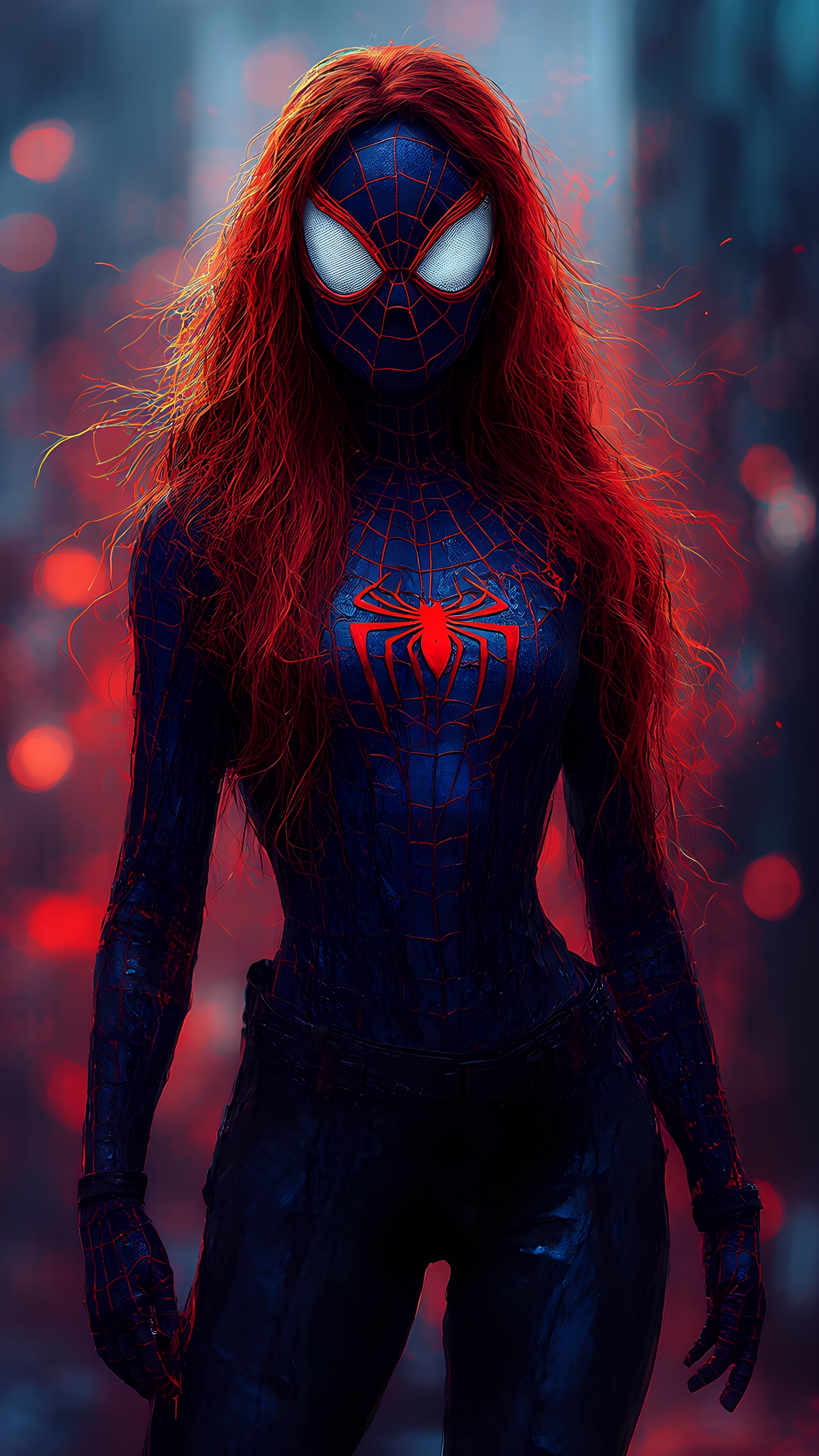 Female Spider Superhero Red Hair Blue Suit 2