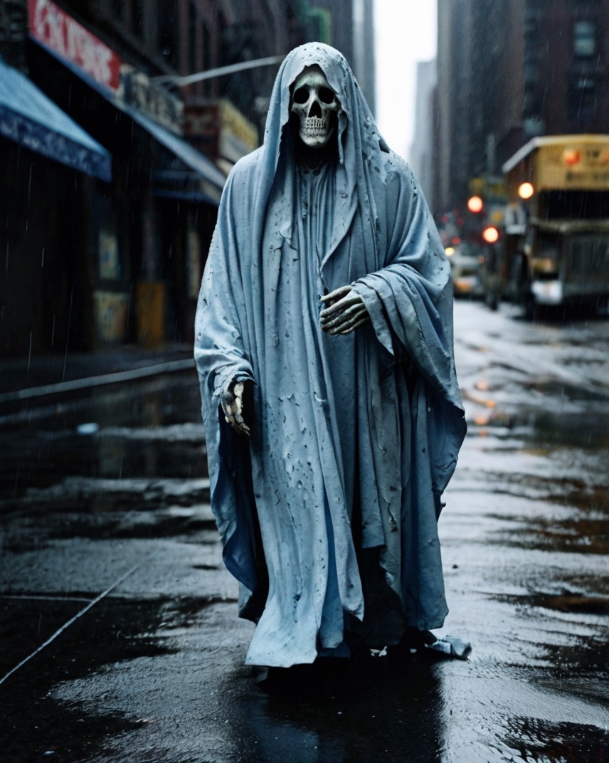 Urban Ghost Tattered Robes Rainy Night 1