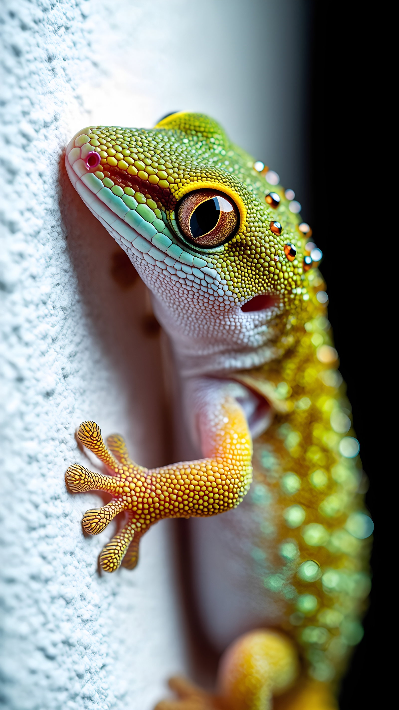 Vivid Jewel Toned Gecko Closeup Wall 3
