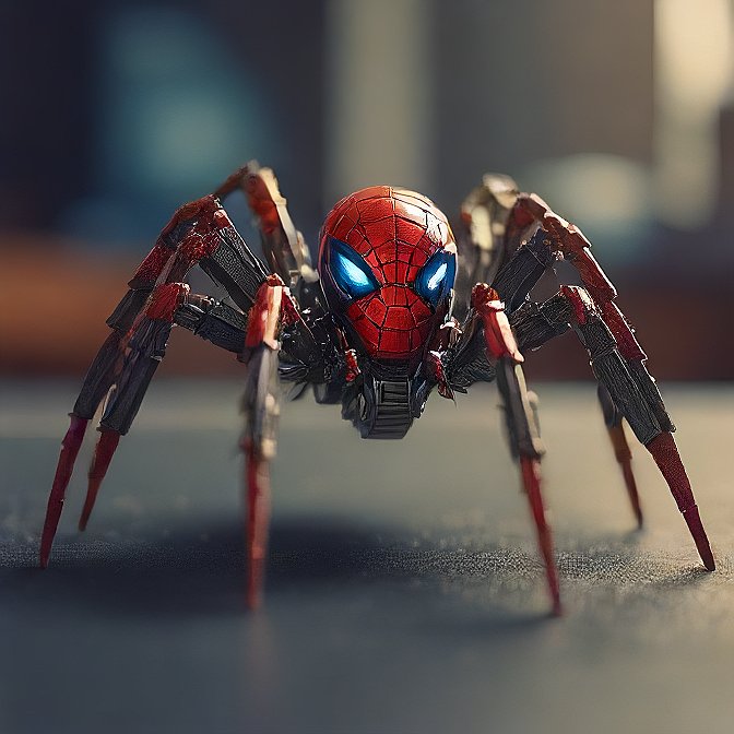 Futuristic Spider Robot Superhero Armor Blue Eyes