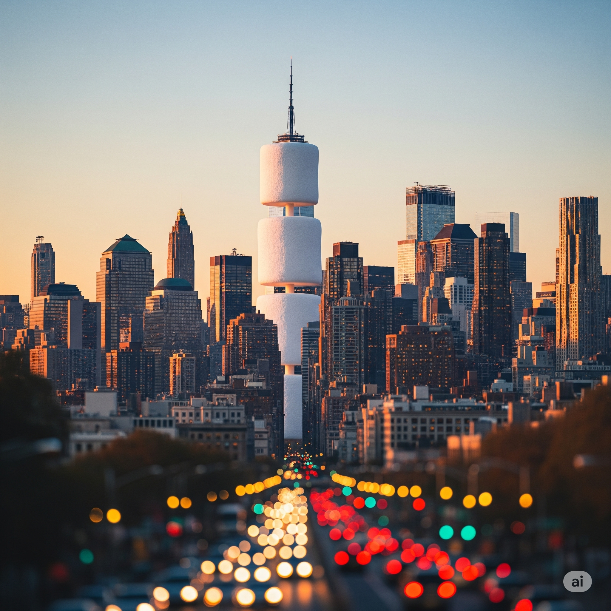 Marshmallow Skyscraper Cityscape Sunset