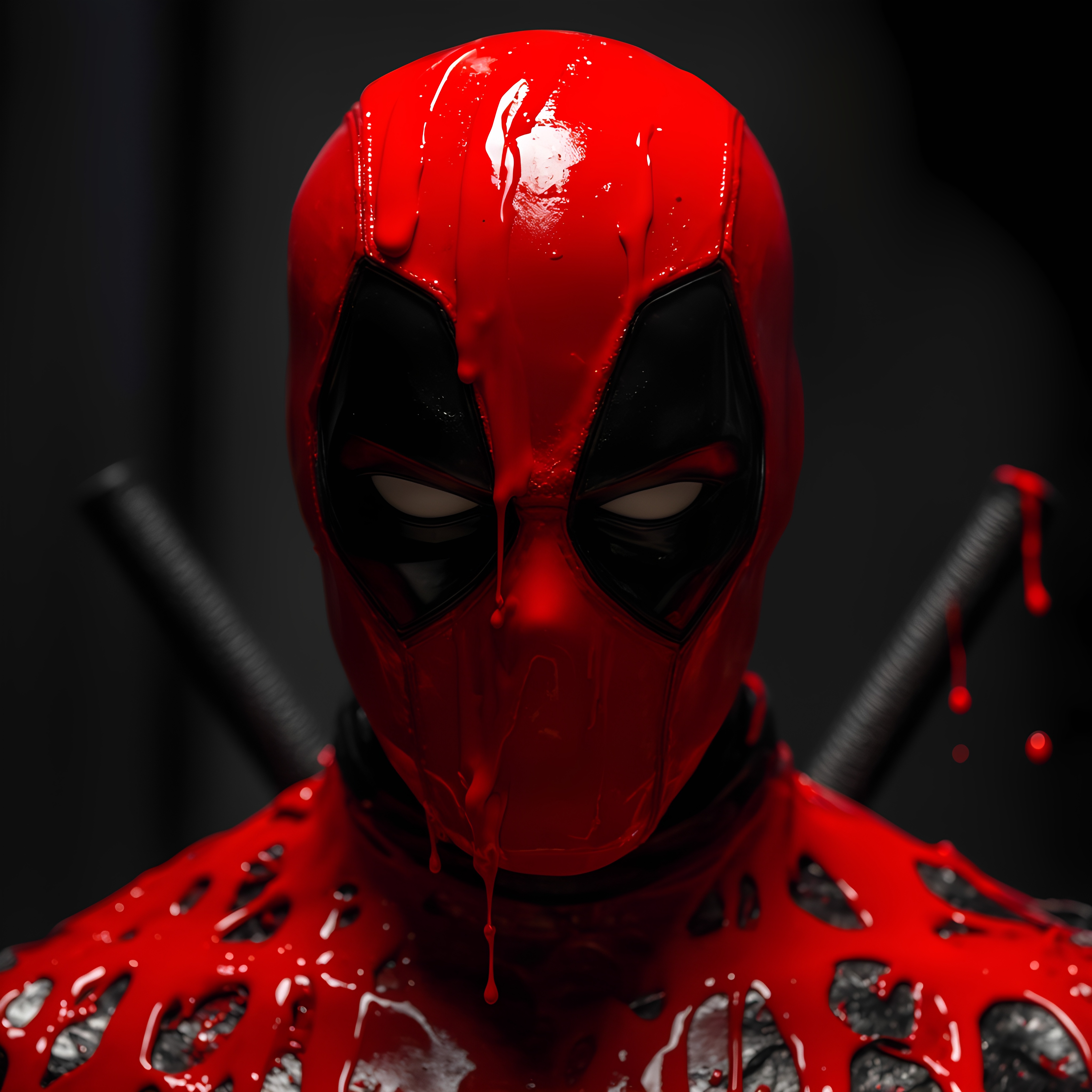 Red Masked Warrior Glowing Eyes Liquid Armor 1