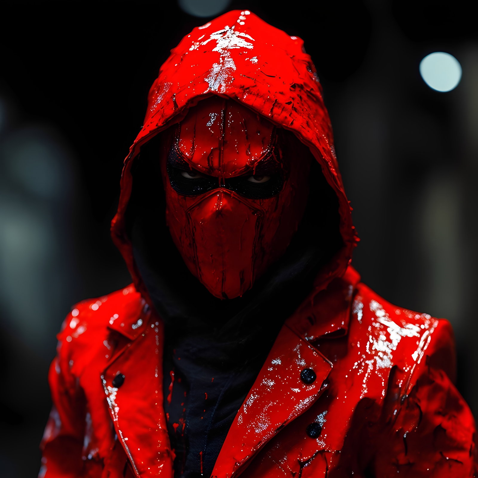 Red Masked Warrior Glowing Eyes Liquid Armor 2