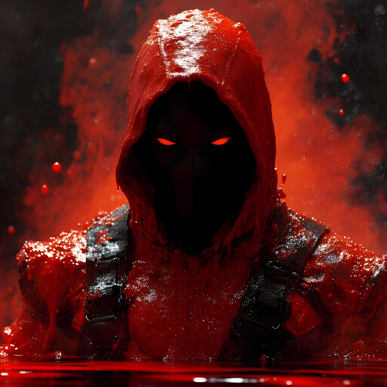 Red Masked Warrior Glowing Eyes Liquid Armor 3