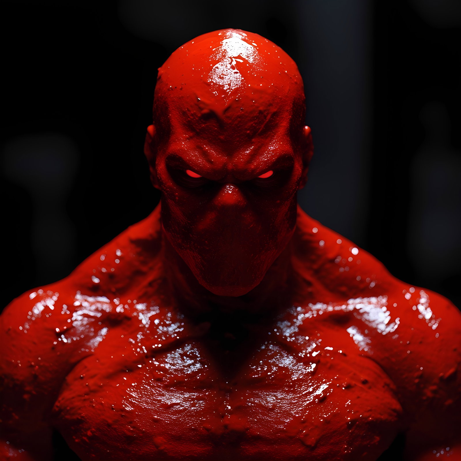 Red Masked Warrior Glowing Eyes Liquid Armor 4