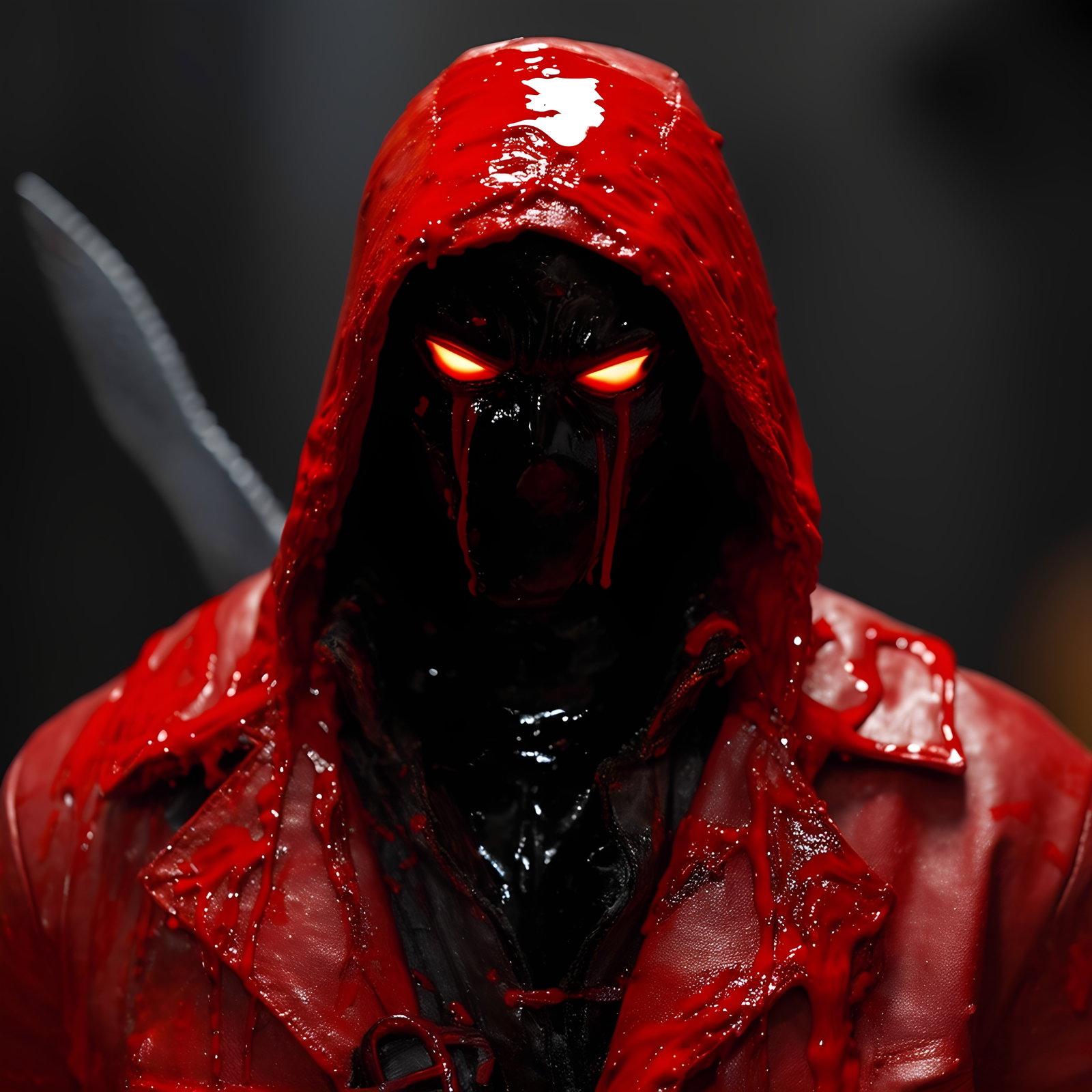 Red Masked Warrior Glowing Eyes Liquid Armor 5