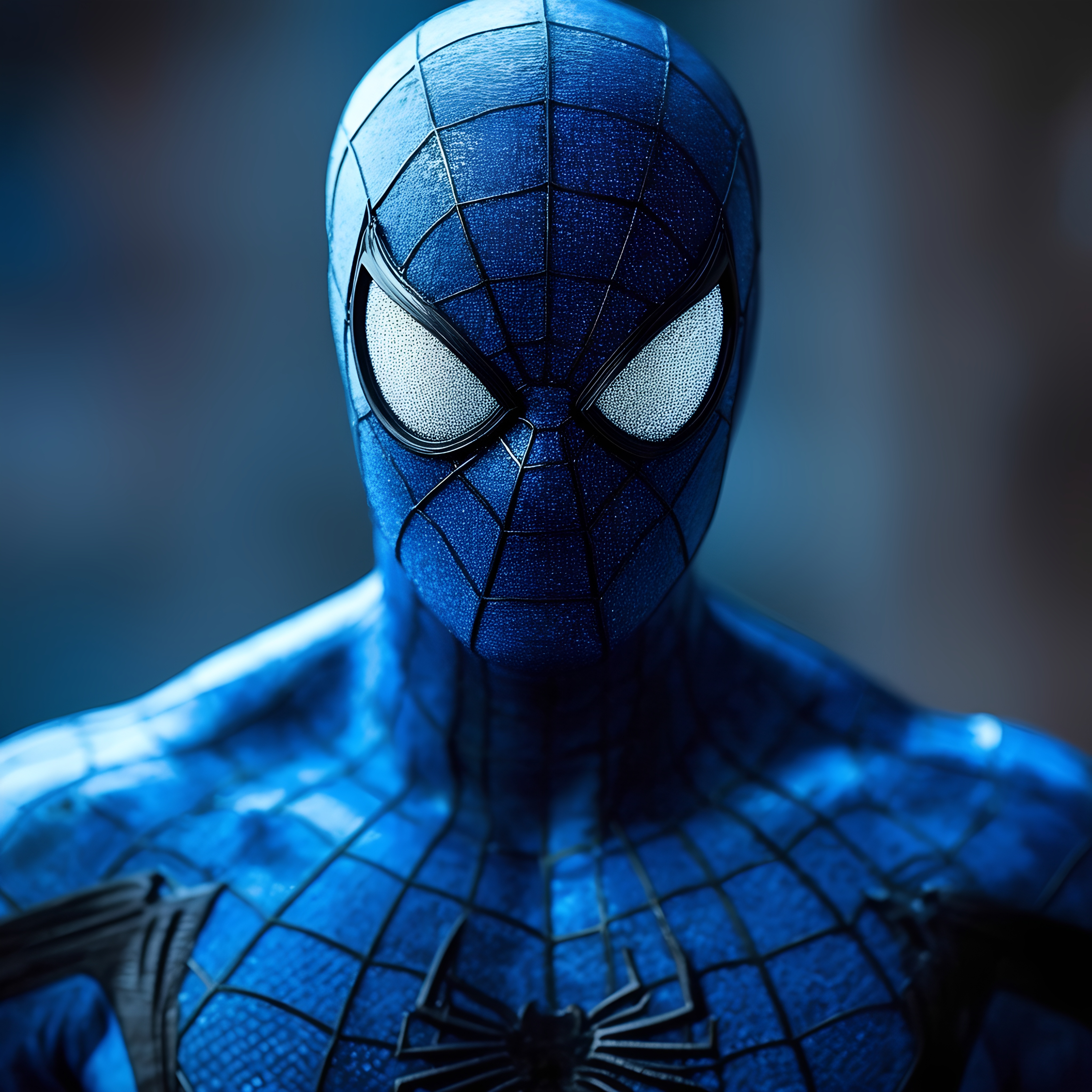 Spider Man Blue Suit Closeup Portrait 1